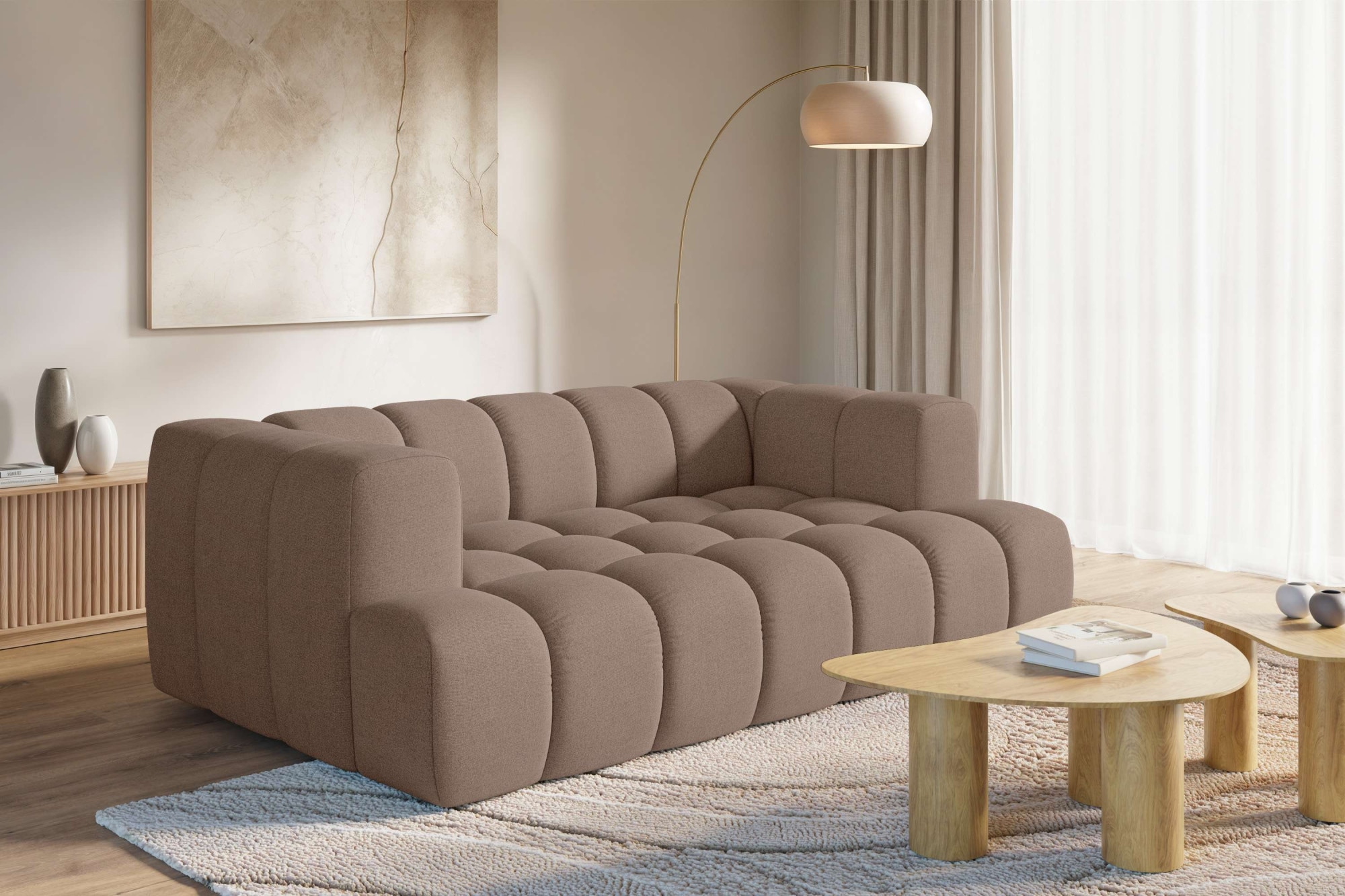 homsy by Ana Johnson 3-Sitzer ""XL" BOUBELLE Design-Sofa extra tief, Bubble-Optik, Breite 217 cm" hoher Sitzkomfort dank Wellenunterfederung, XL Sitztiefe 100 cm