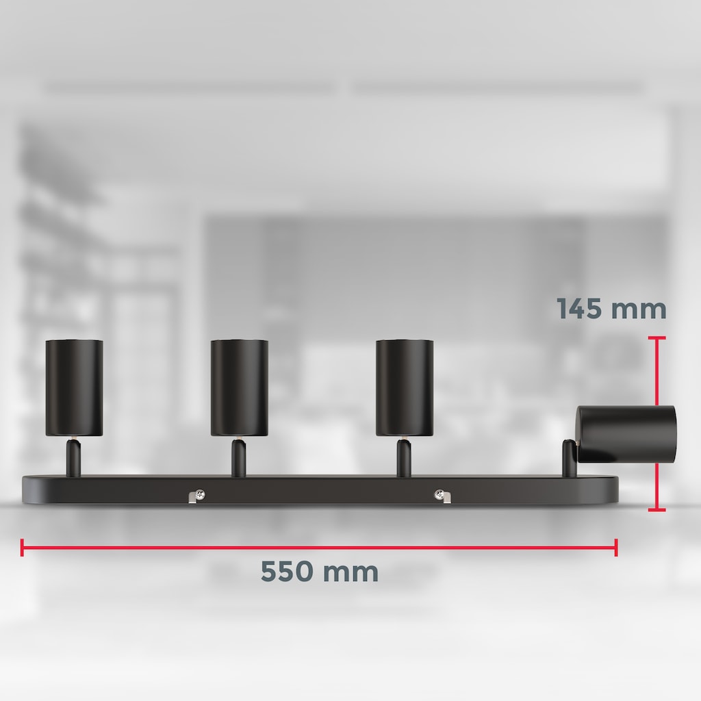 B.K.Licht Deckenspots »BK_DS1448 Spotlampe, Schwenkbar, Drehbar, GU10-Fassung, Schwarz«, 4 flammig-flammig