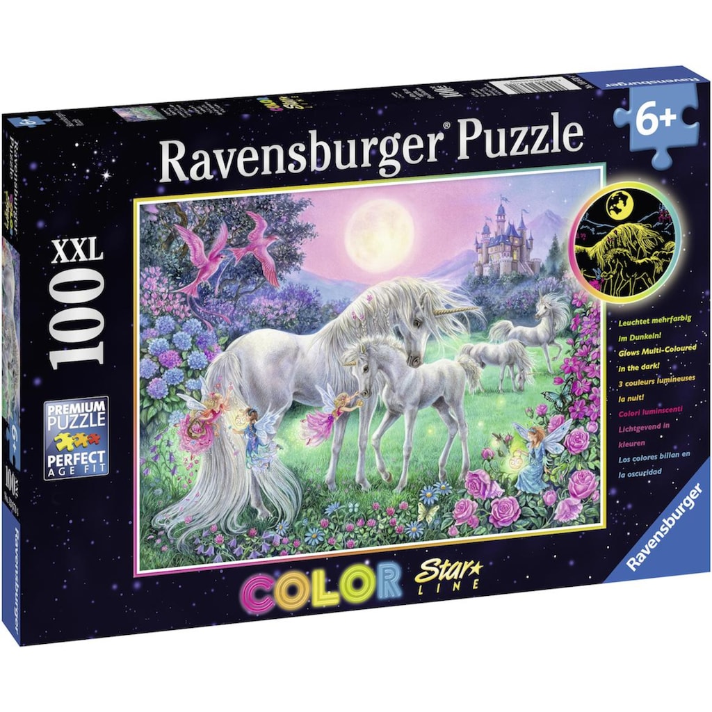 Ravensburger Puzzle »Color Star Line, Einhörner im Mondschein«, leuchtet im Dunkeln, Made in Germany, FSC® - schützt Wald - weltweit