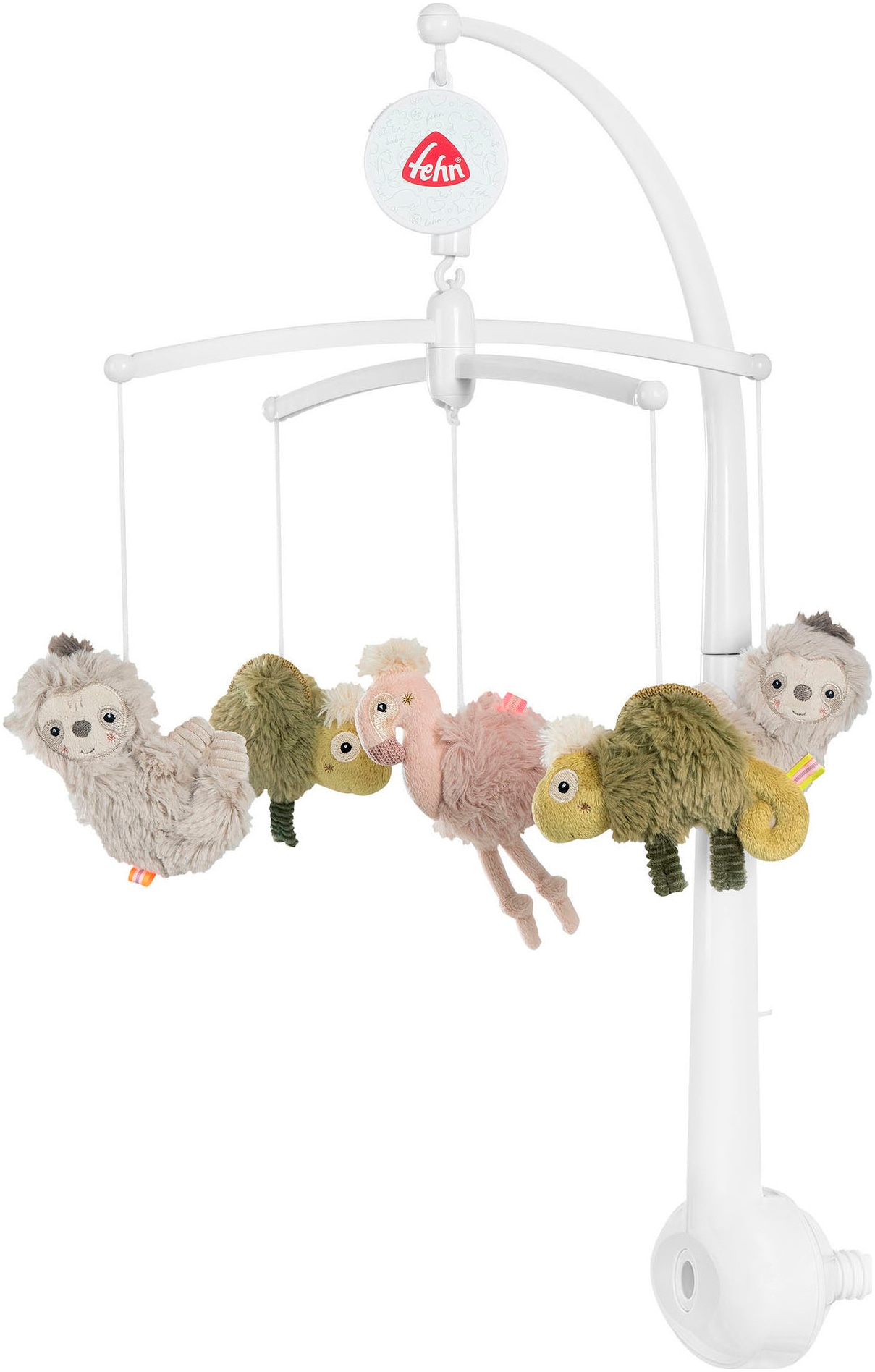 FEHN Baby Mobile "Lazy, Crazy & Pink, Musik-Mobile", bunt, Plüsch, Softvelour, B:40cm H:2,8cm L:56cm, Mobilés, mit mechanischem Spielwerk