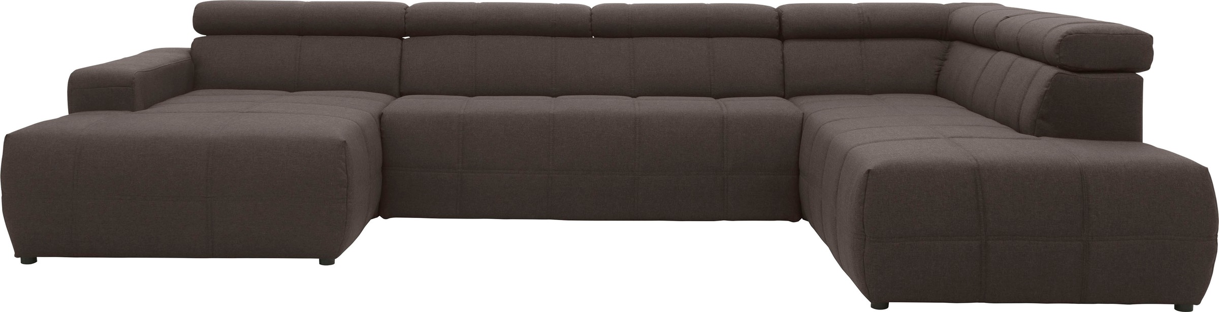 DOMO collection Wohnlandschaft "BRANDON whlw. mit Sitztiefenverstellung, whlw. Nierenkissen" mit Kopfteilverstellung, wahlweise Sitztiefenverstellung, U-Form