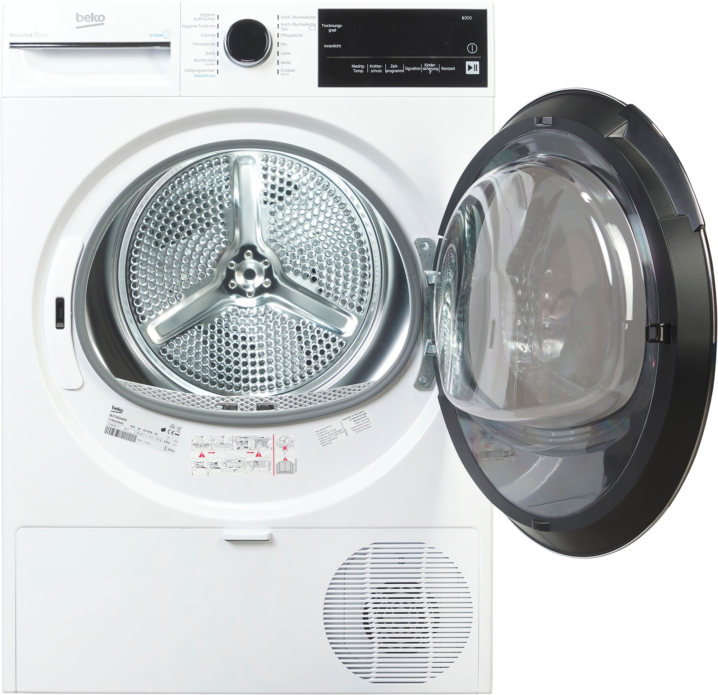 Beko B3T42240S Wäschetrockner Freistehend Frontlader 8 kg Weiß