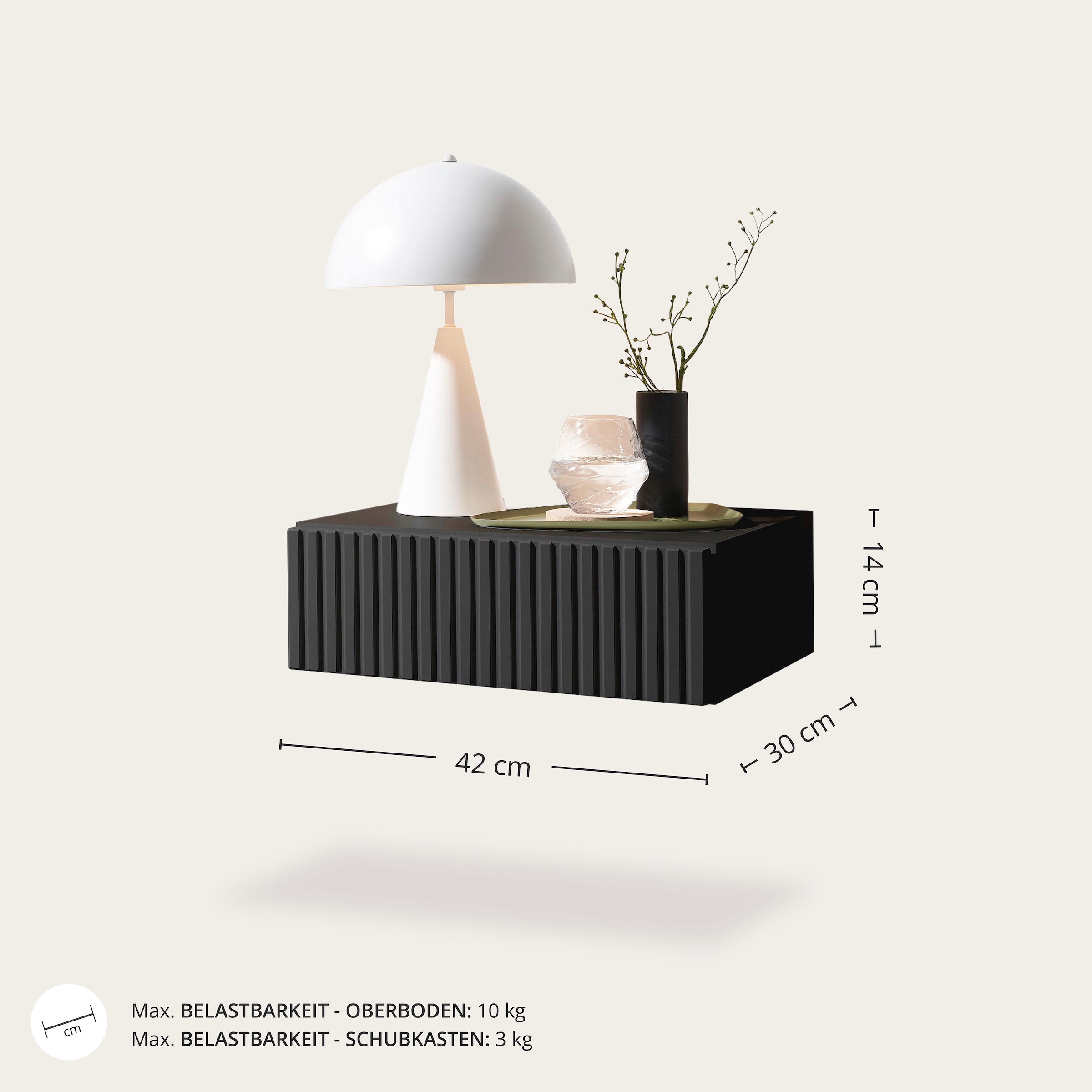 Schlafkontor Nachtkommode »Taboni Nachttisch, Nachtkonsole mit Push-to-open« Wandmontage