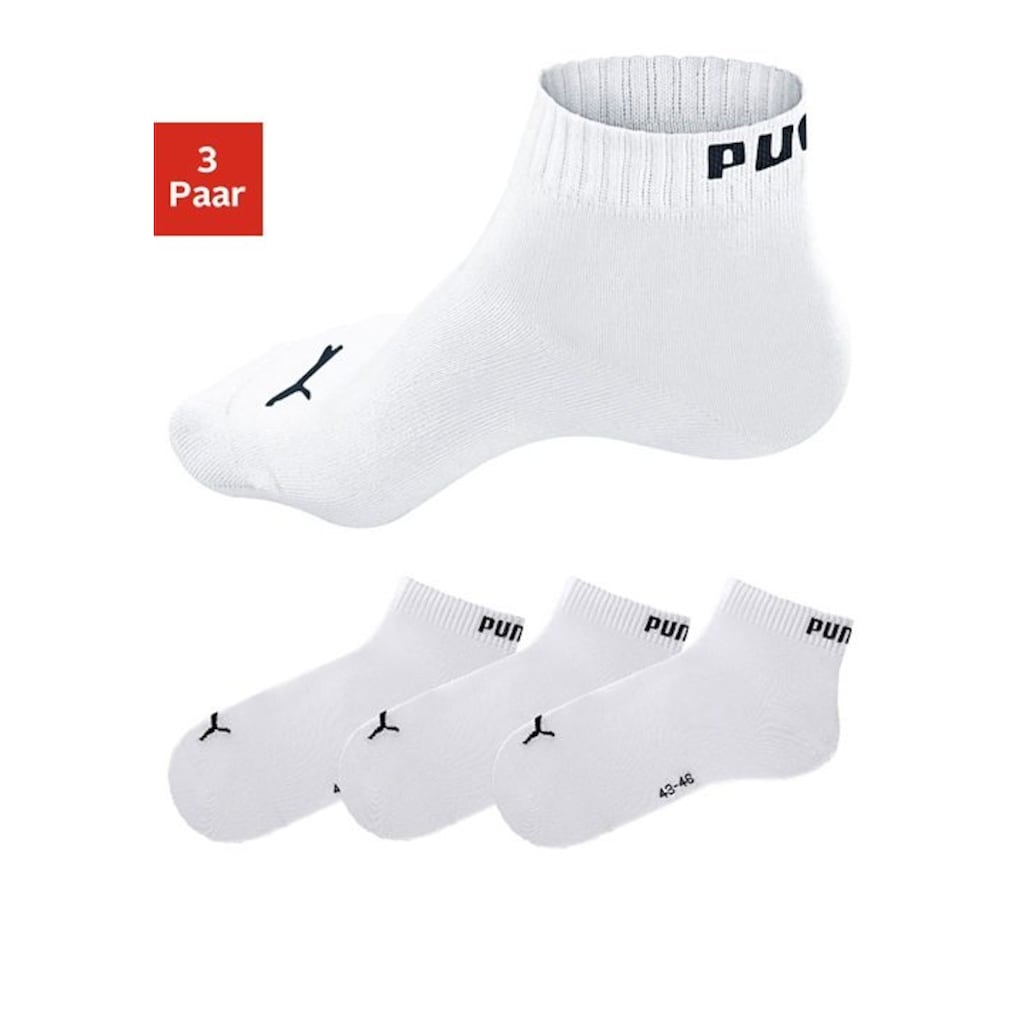 PUMA Kurzsocken, (3 Paar), mit Rippbündchen