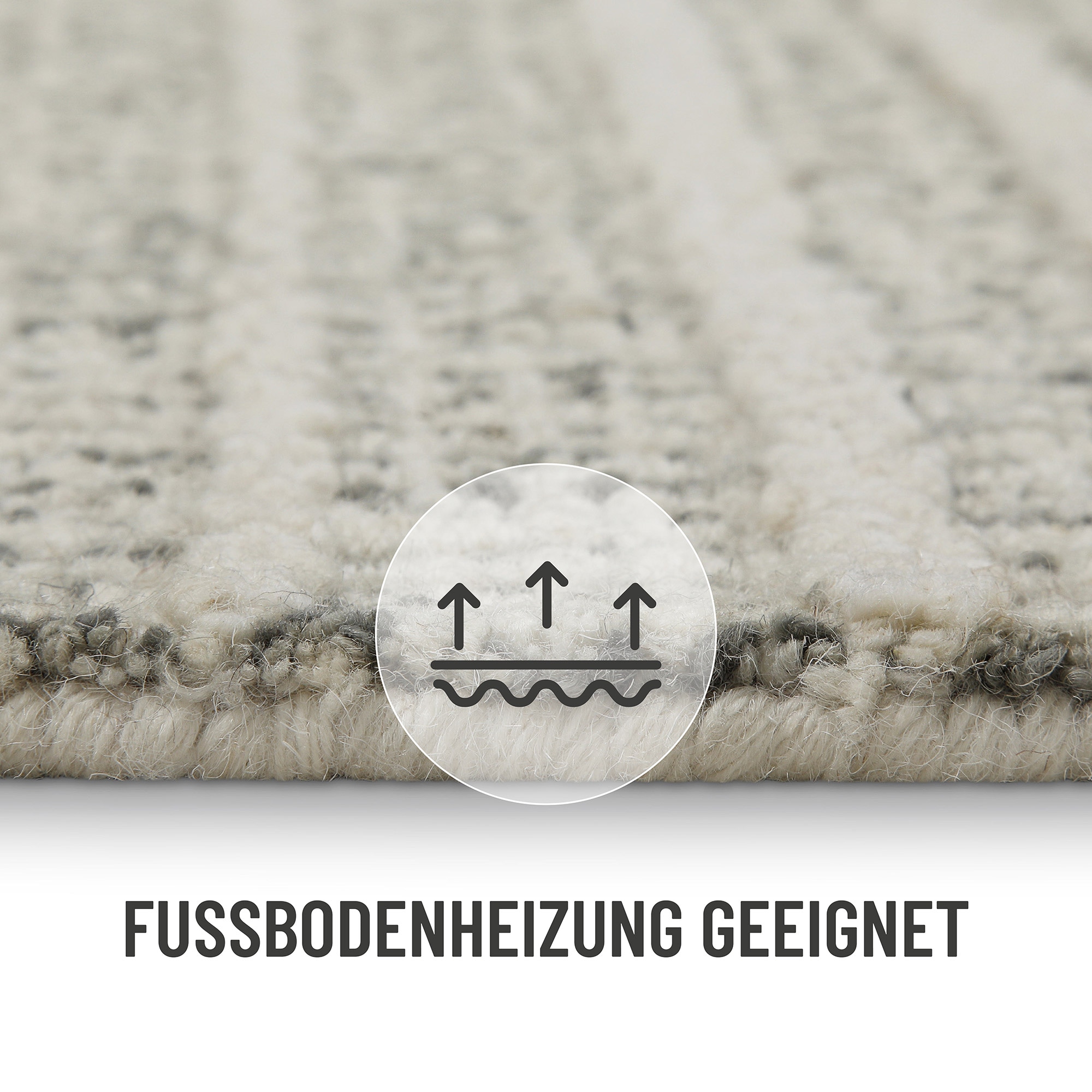 Wecon home Wollteppich »Hamptons FORTYFIVE«, rund, 15 mm Höhe, Schurwolle, Kurzflor, Wohn- & Schlafzimmer, elegant, Streifen Design