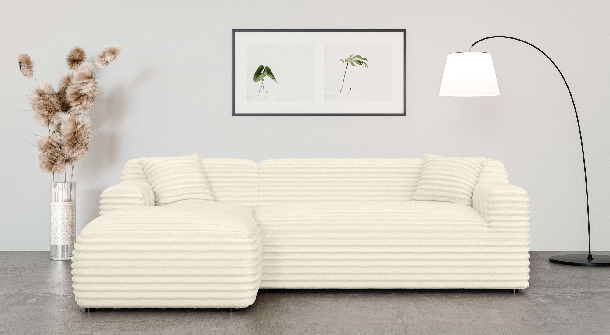 Home affaire Ecksofa »LILLIANA Designsofa, L-Form mit Recamiere rechts/links bestellbar«, L-Form mit Wellenunterfederung, Maße B/T/H: 256/160/76 cm