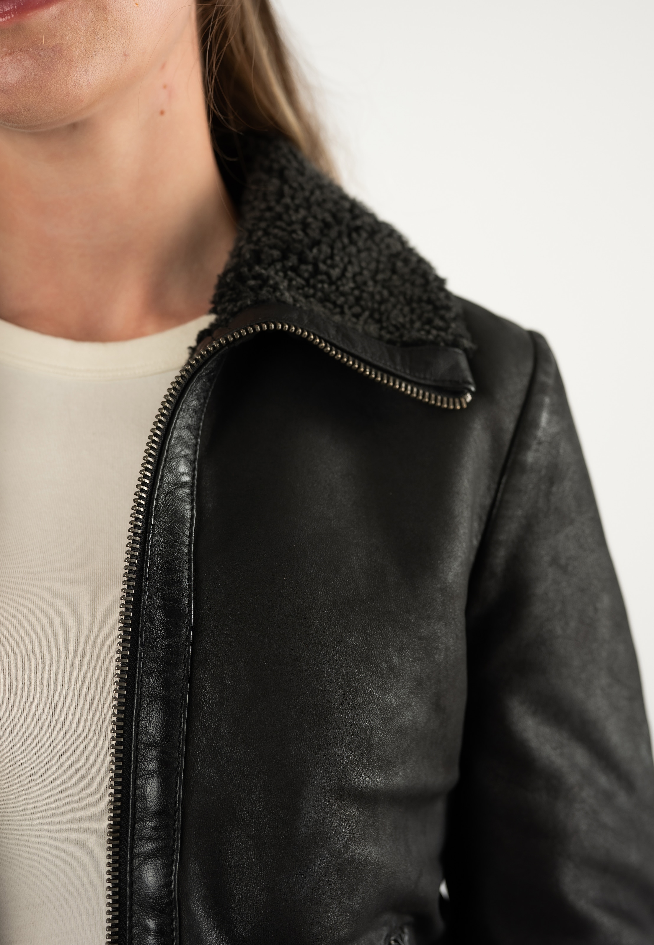 Mauritius Lederjacke »MWIskra« mit Teddyfell-Kragen