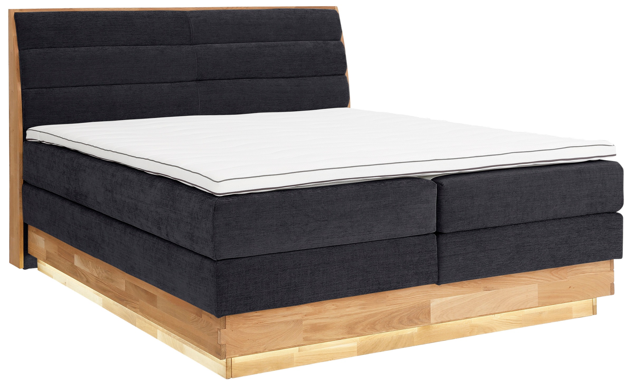 OTTO products Boxspringbett, LED-Beleuchtung, mit zertifizierten, recycelten Bezugsstoffen