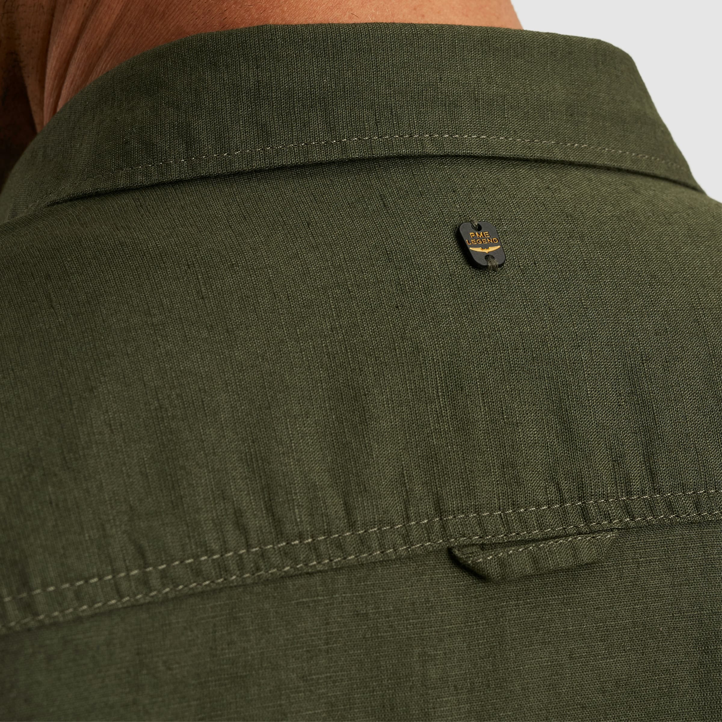 PME LEGEND Langarmhemd »Long Sleeve Shirt Cotton/linen«, mit Brusttaschen und mit Leinen