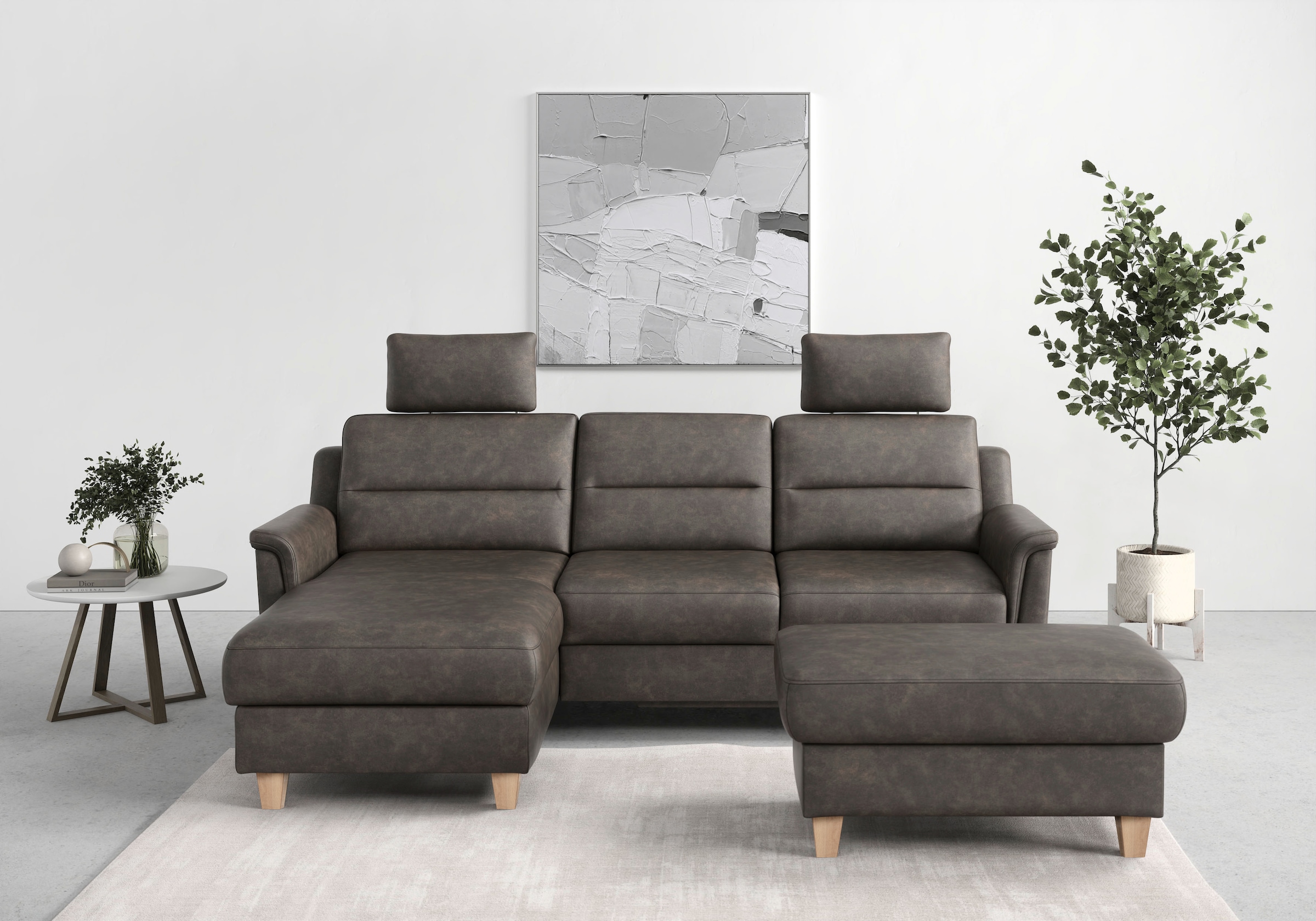sit&more Ecksofa "Farö L-Form" inklusive Federkern, wahlweise mit Schlaffunktion und Bettkasten
