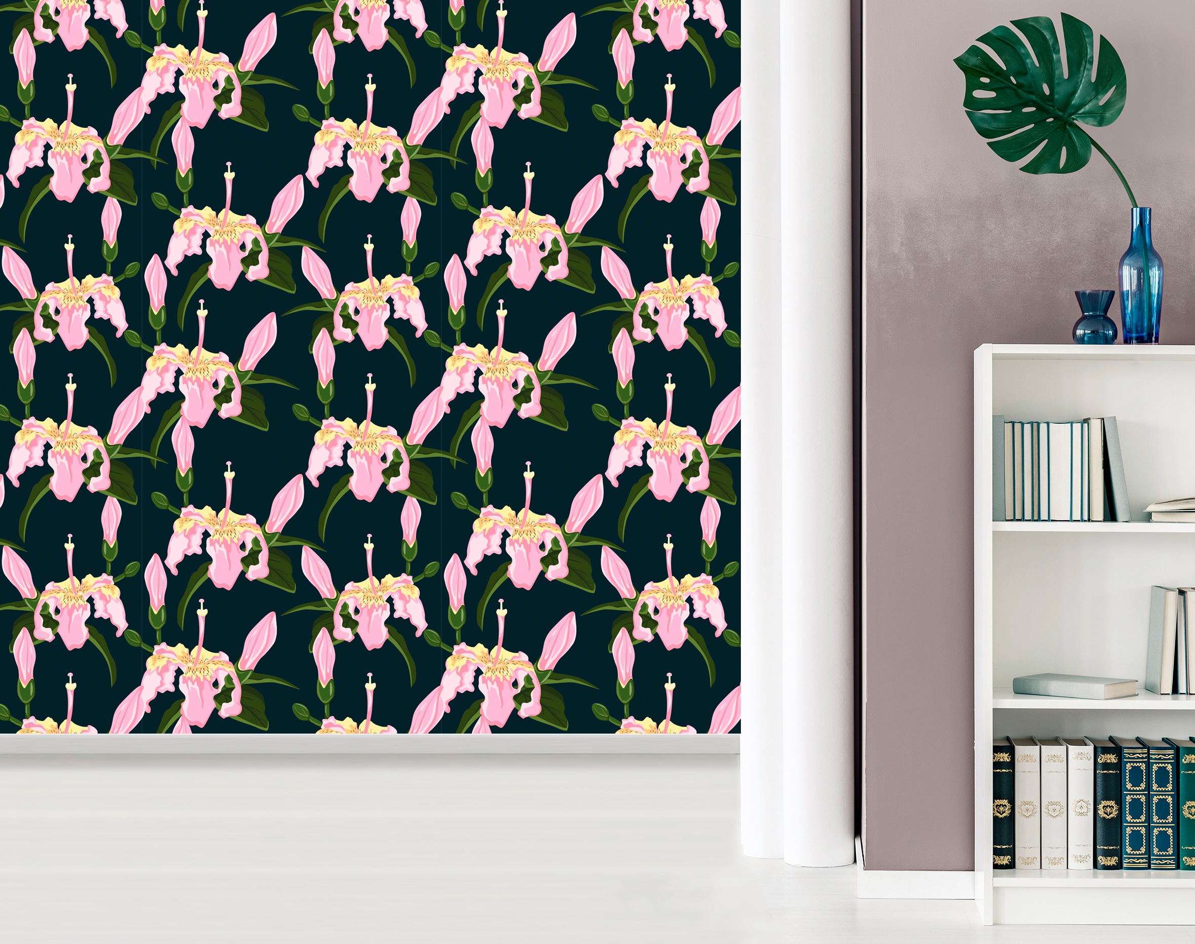queence Vinyltapete »Hermine«, bedruckt-Motiv-botanisch-floral-gemustert-natürlich, 90x250cm, selbstklebend, kinderleichte Anbringung, Sticker