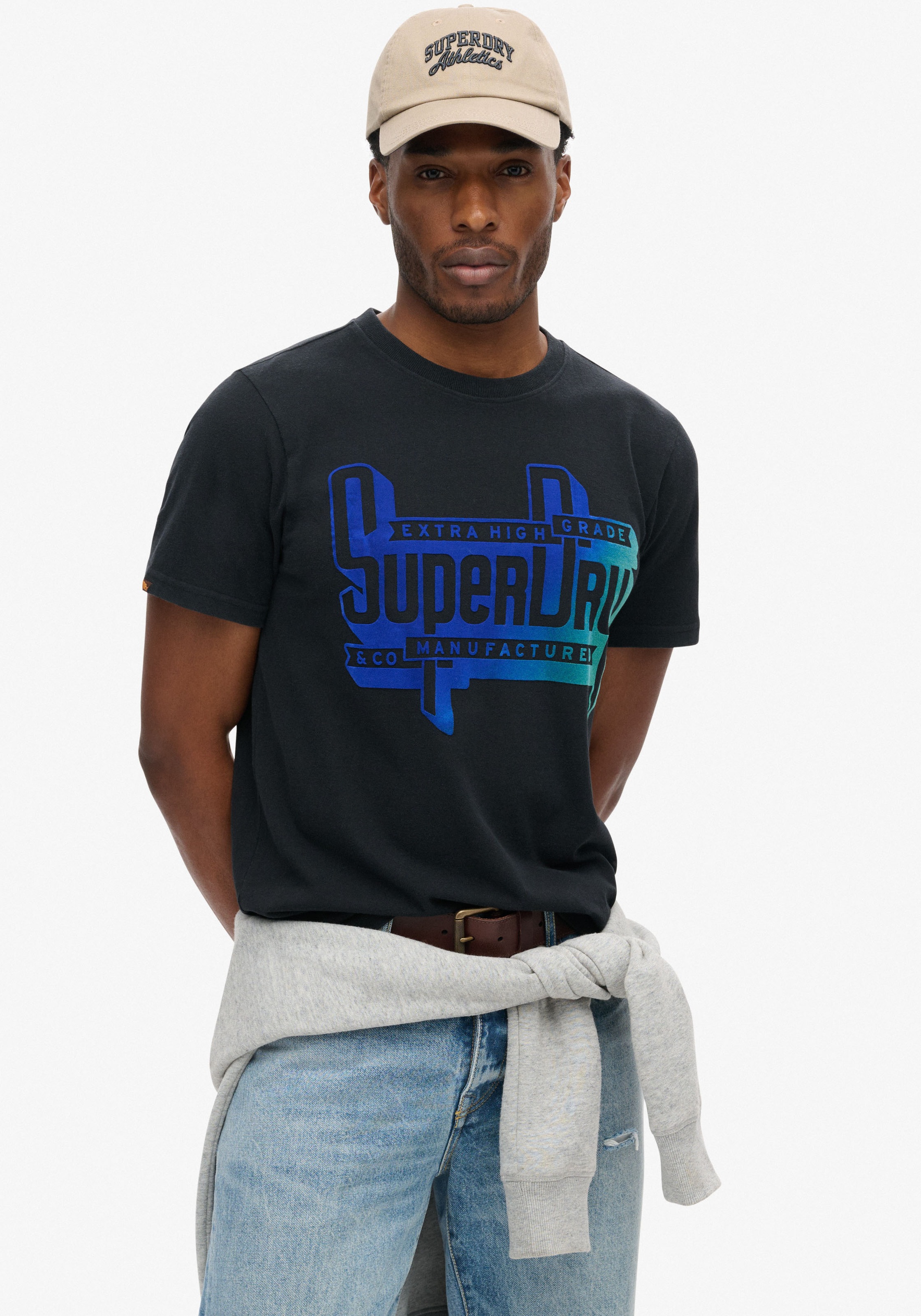 Superdry Rundhalsshirt "FLOCKED FADE GRAPHIC T SHIRT"