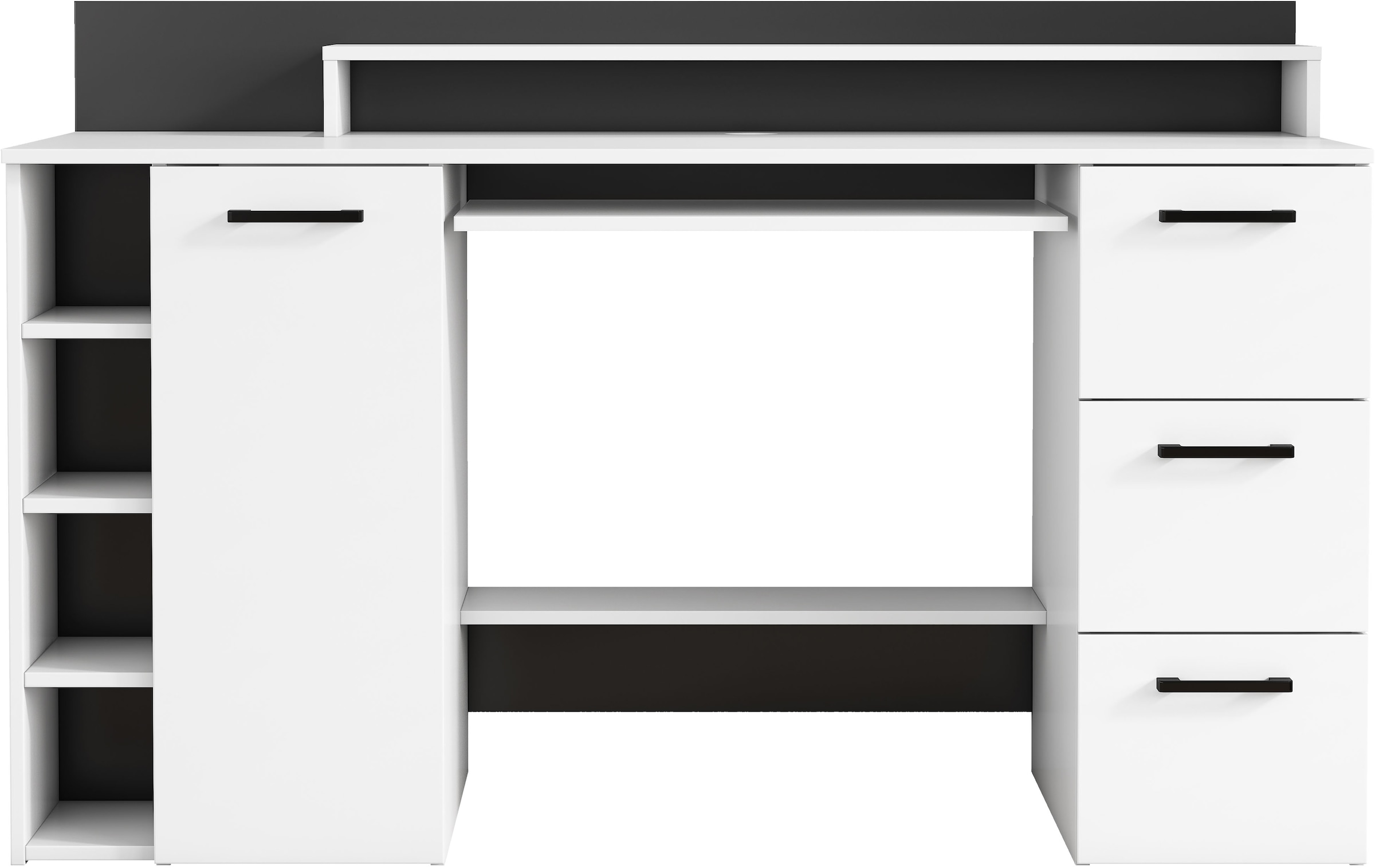 OTTO home Schreibtisch "Moid" mit Schubladen, Tastaturauszug und Monitorablage, Breite 140 cm