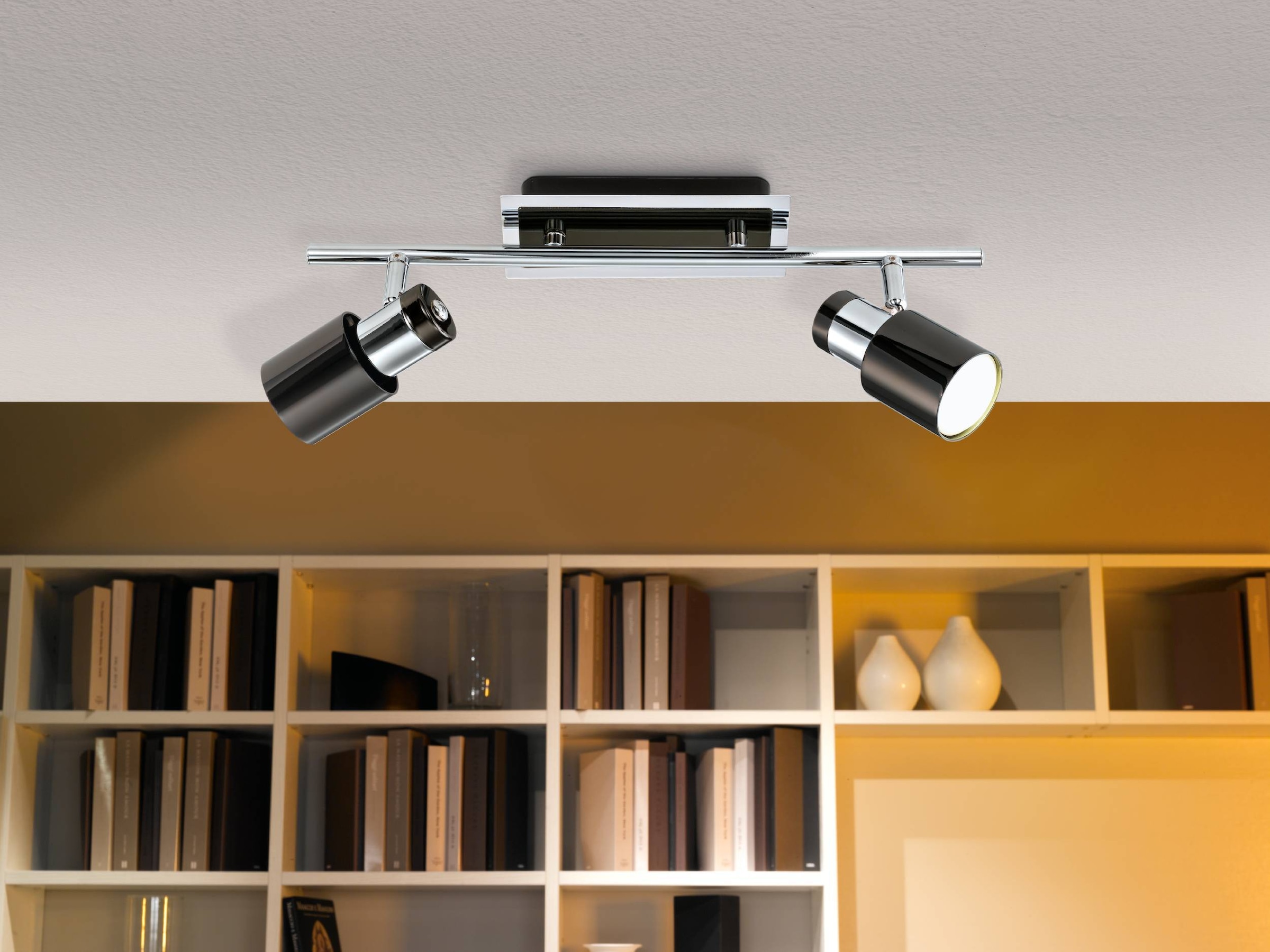 EGLO Deckenleuchte »Davida 1 Deckenlampe, Deckenspot aus Metall, Wohnzimmerlampe, GU10« GU10 1 Stk. Spot - L39 x B7 cm - nickel-nero - 2X4,6W inkl.