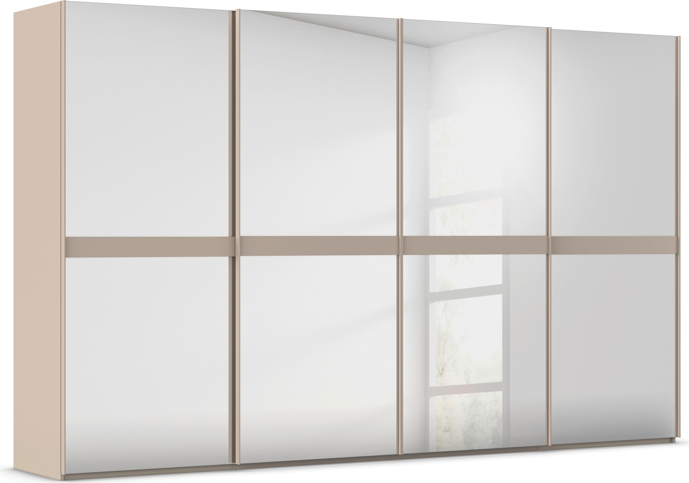 rauch Schwebetürenschrank "Kleiderschrank Schrank Garderobe Schlafzimmerschrank SCALE-LINE" edle Optik mit Bauchbinde in Korpusfarbe Spiegelfront MADE IN GERMANY