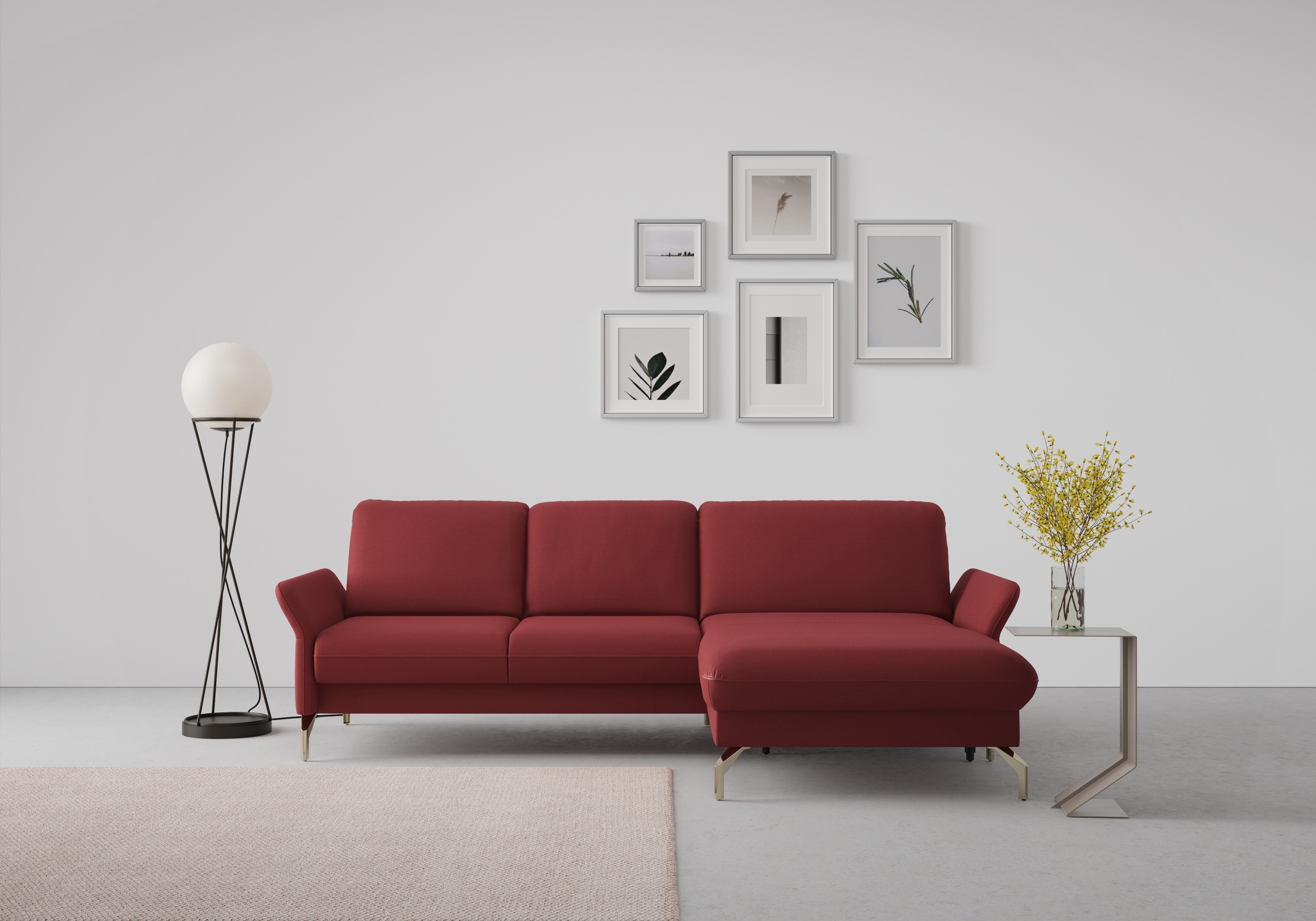 sit&more Ecksofa "Fashion L-Form" wahlweise mit Kopfteilverstellung, Vorziehsitz, motorisch, Nickelfüße