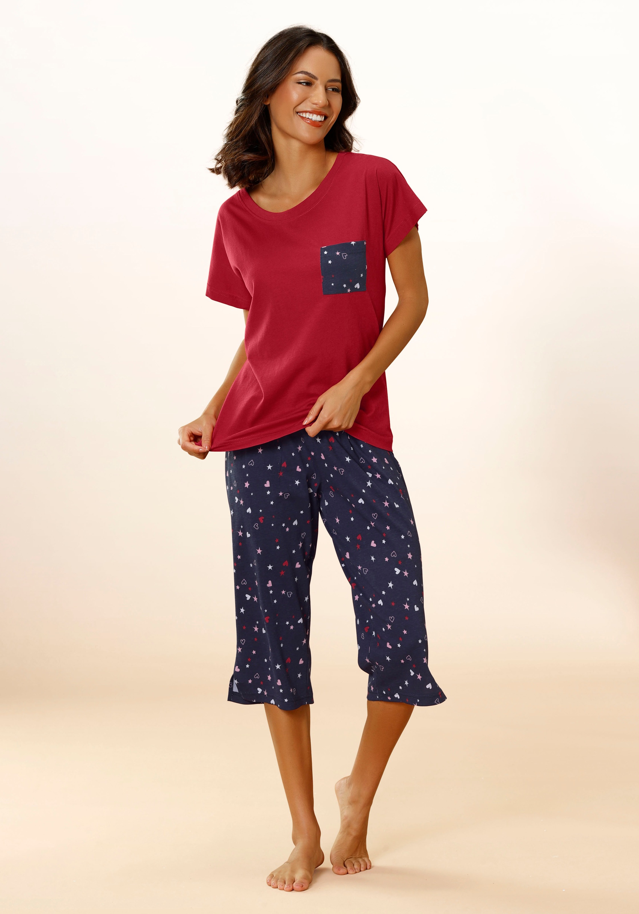 supergünstige Marken Vivance Dreams Hortensienmuster mit Pyjama