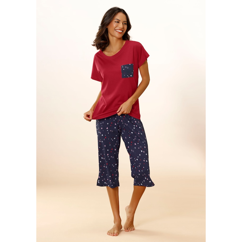 Vivance Dreams Pyjama mit Hortensienmuster