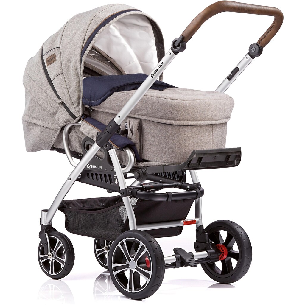 Gesslein Kombi-Kinderwagen »F4 Air+, Black/Tabak mit Tragetasche C2 Compact, Grau/Blau«, ; Kinderwagen