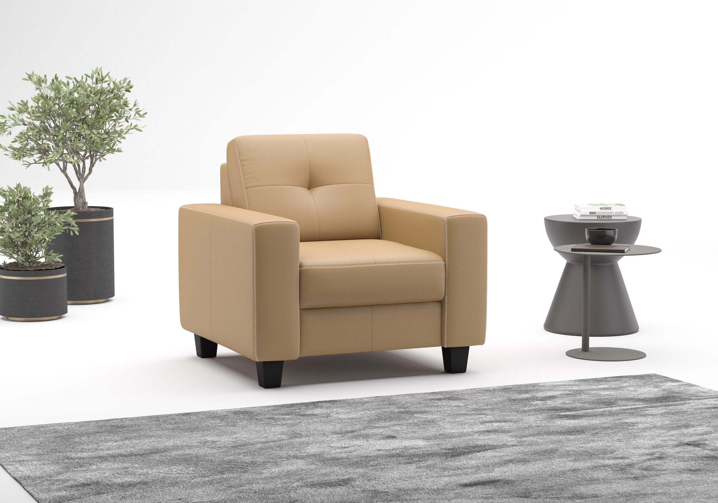 OTTO home Sessel "Varese" Kreuznaht in beige