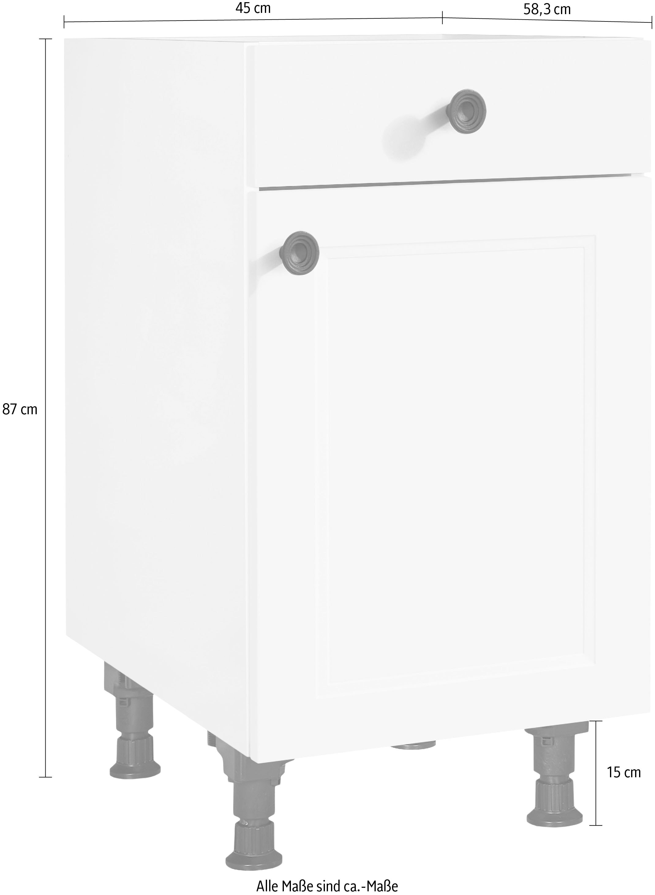 nobilia® Unterschrank »"Cascada", Ausrichtung wählbar, vormontiert, in den Breiten 30, 45 und«, 60 cm Breite, mit höhenverstellbaren Sockelfüßen, vormontiert