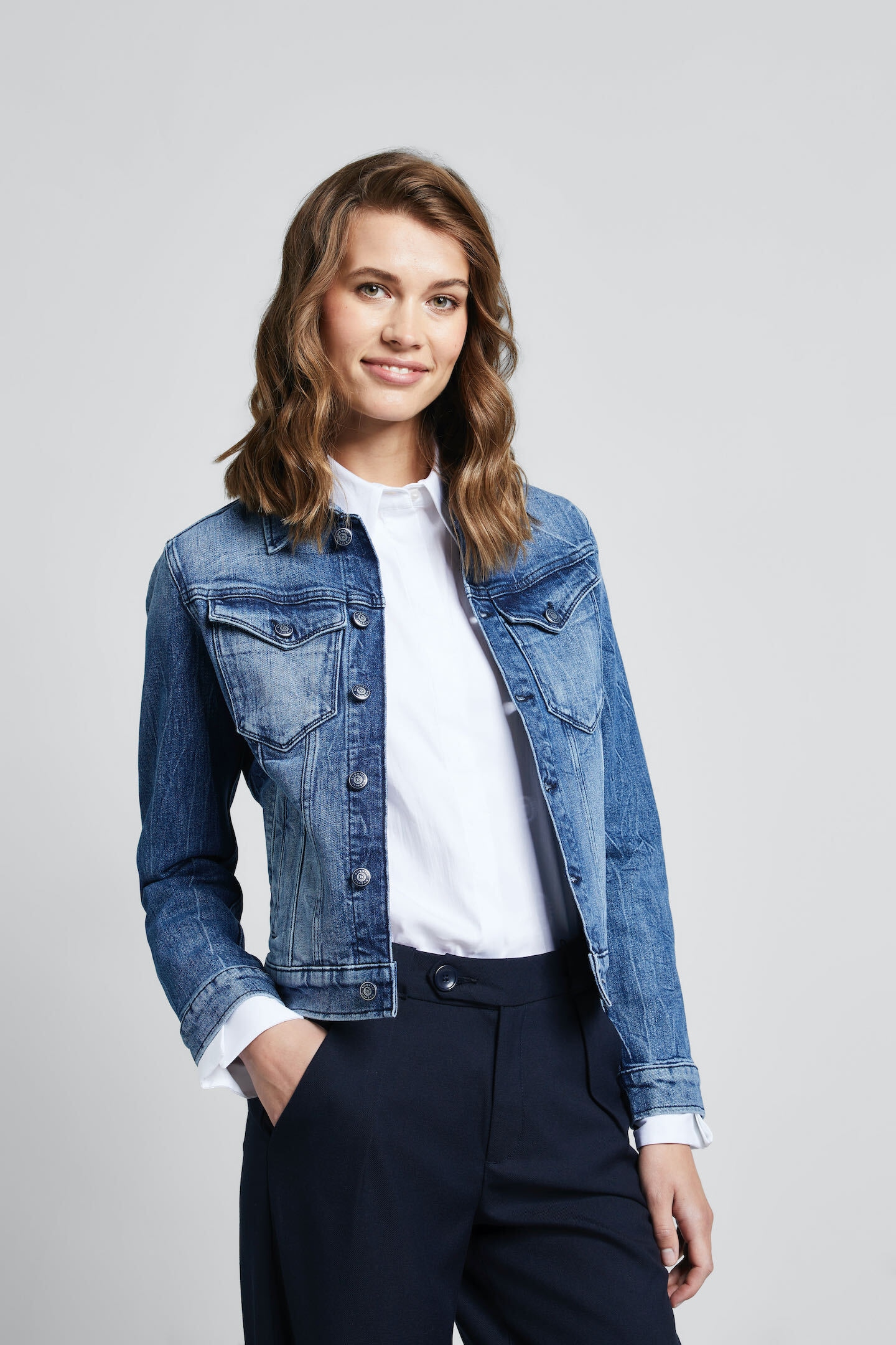 Jeansjacke, ohne Kapuze, in Used-Optik