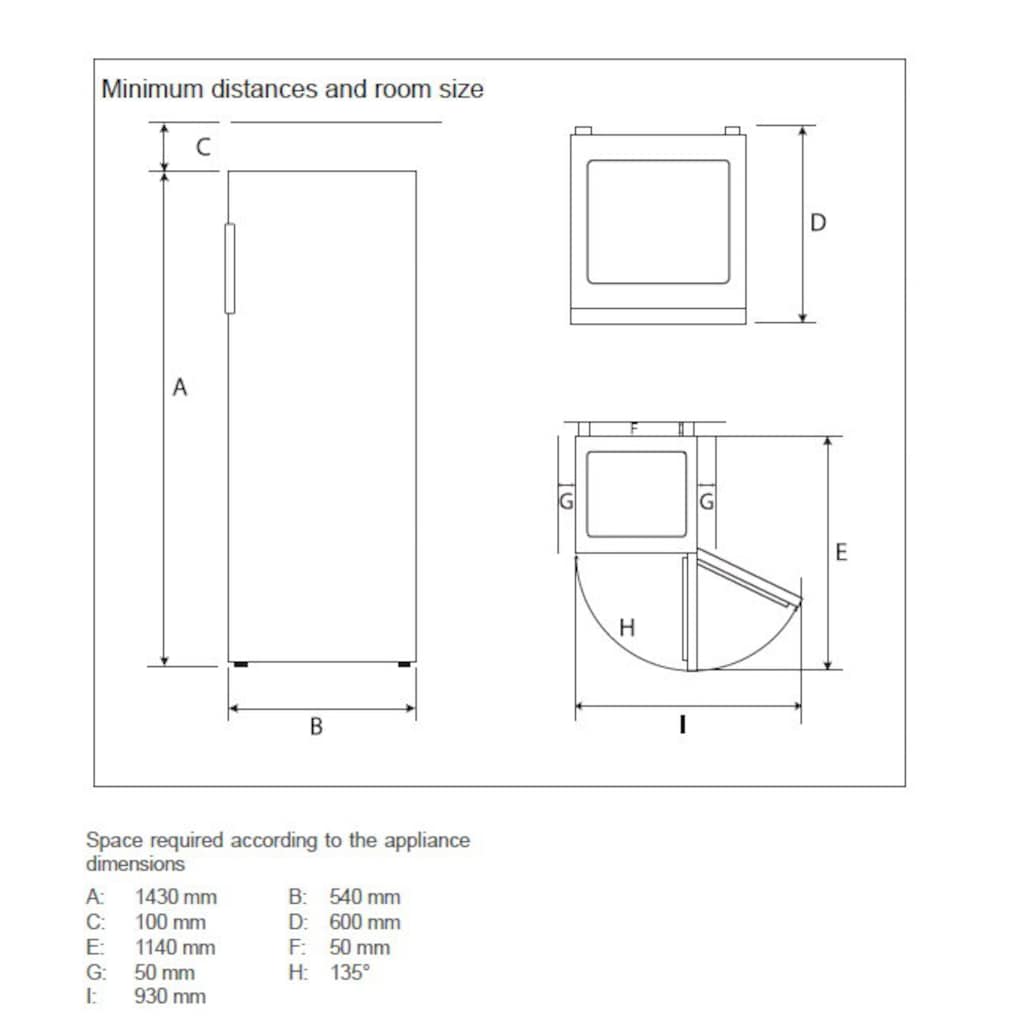 Hanseatic Gefrierschrank, 143 cm hoch, 54 cm breit