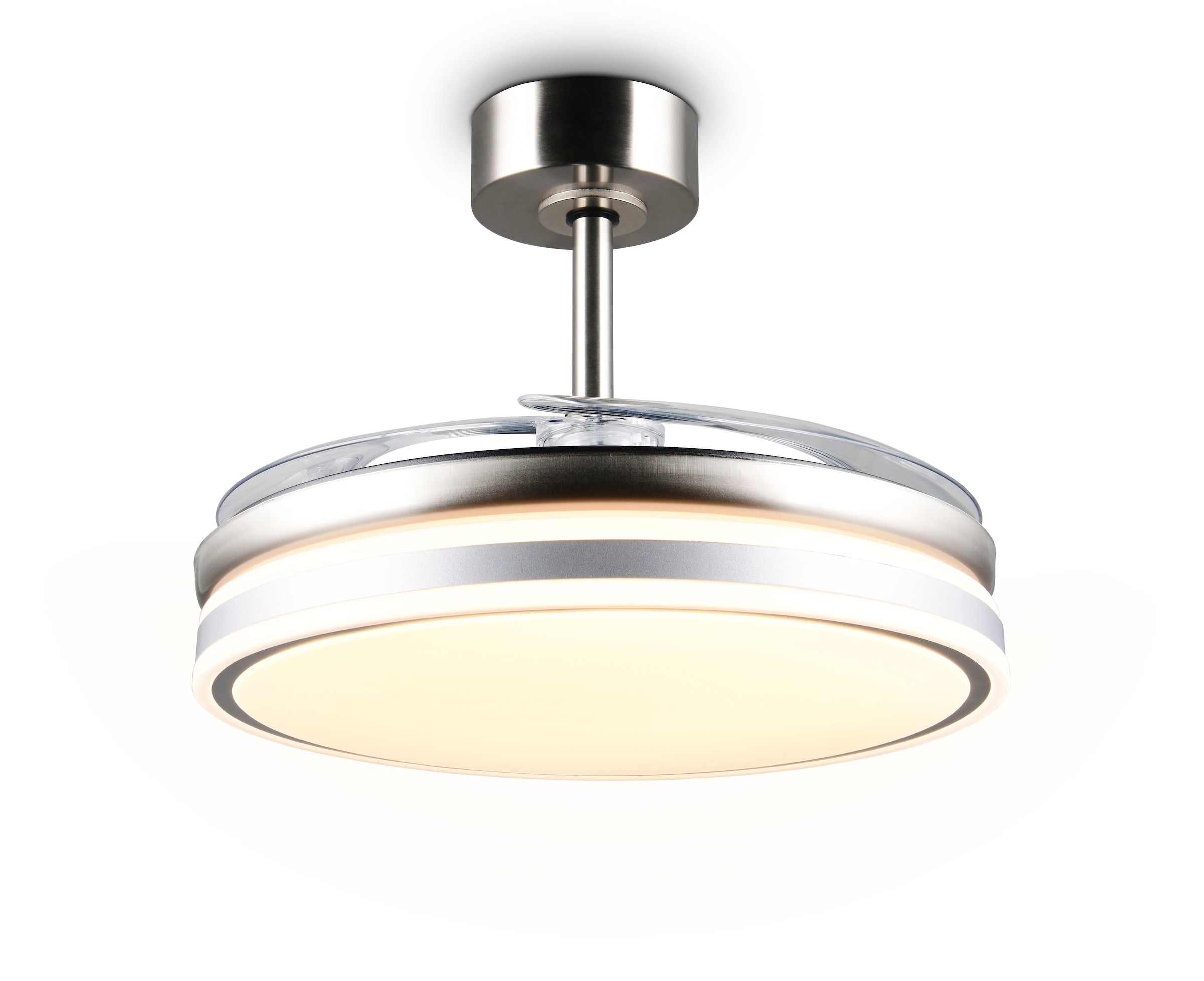 REALITY Leuchten LED Deckenleuchte »VOLDA mit Ventilator, Deckenventilator mit ausklappbaren Flügeln 30W« LED-Board 1 Stk. Farbwechsler | warmweiß - kaltweiß Ø 49-106 cm (aufgeklappt), 6 Stufen, LED 30W CCT dimmbar Timer Fernb.