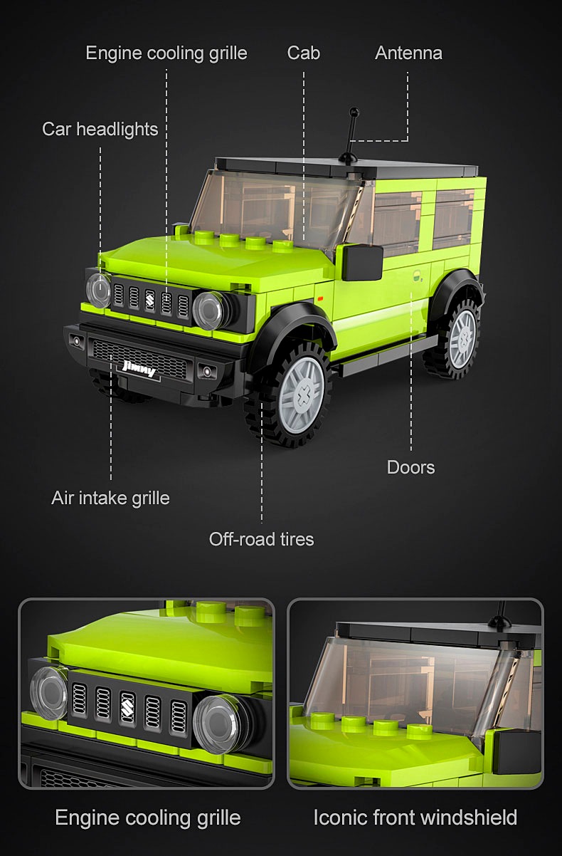 Jamara Konstruktions-Spielset »CaDA, Suzuki Jimny 1:24 grün Bricks«, (192 St.)