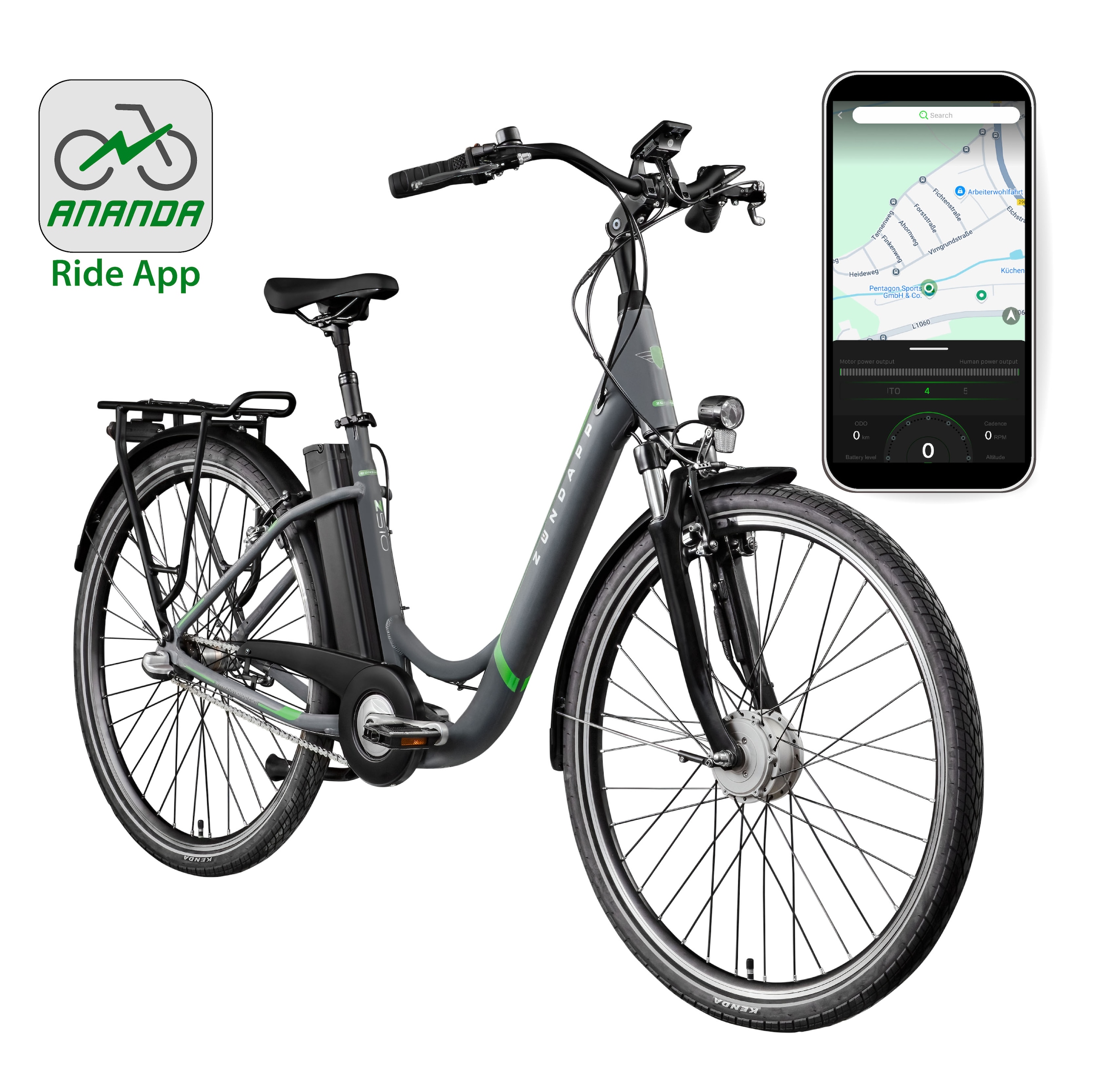Zündapp »Z510« 3 Gang Shimano Nexus  SC-3C41 Schaltwerk Nabenschaltung Frontmotor 250 W mit Frontkorb,  Pedelec, Elektrofahrrad für Damen u. Herren