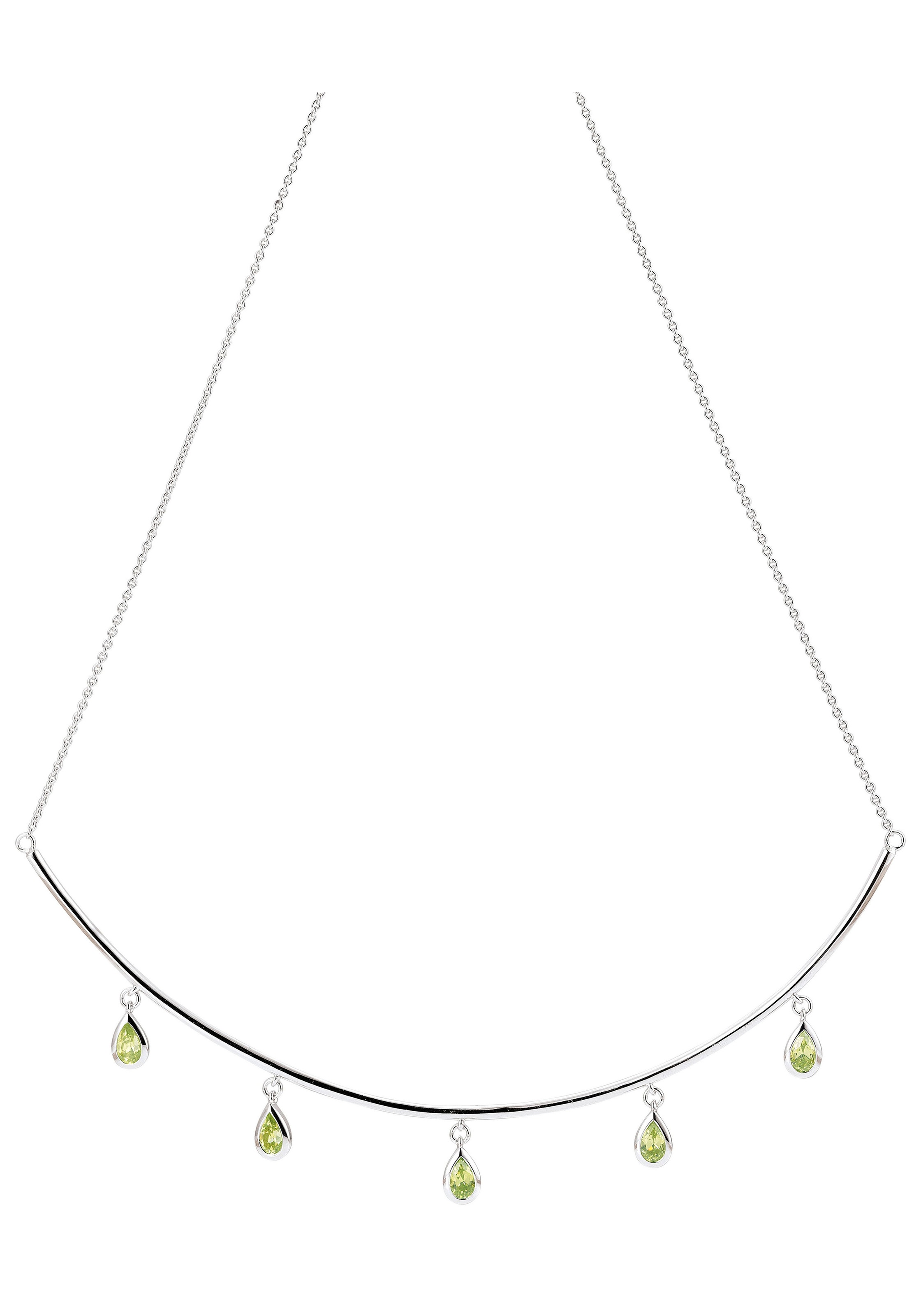 JOBO Collier »Kette mit 5 kleinen Anhängern« 585 Weißgold mit Peridot 44 cm