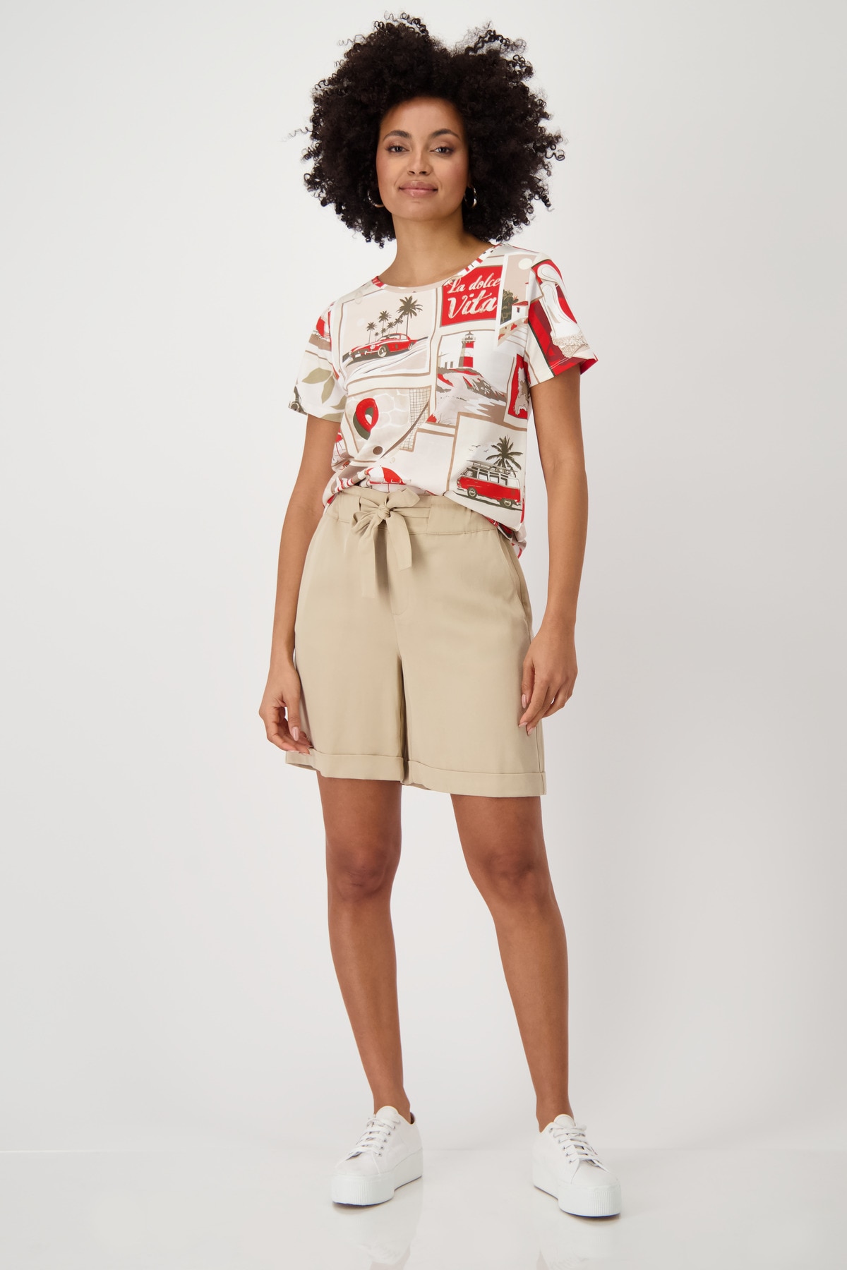 Monari T-Shirt »Shirt Polaroid allover«, Mit Rundhalsausschnitt
