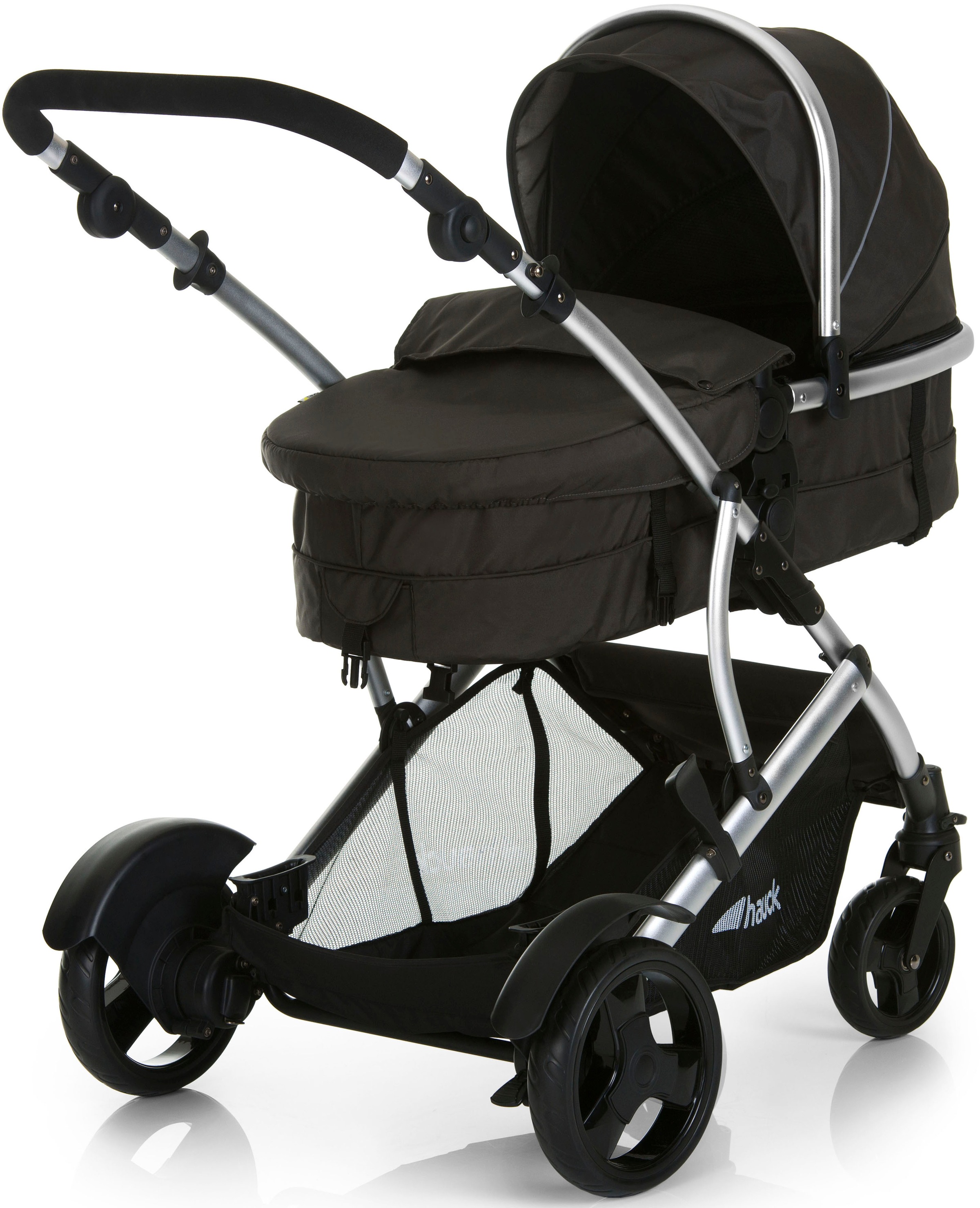 Hauck Geschwisterwagen "Duett 2 black" 15 kg mit Regenschutz, Kinderwagen