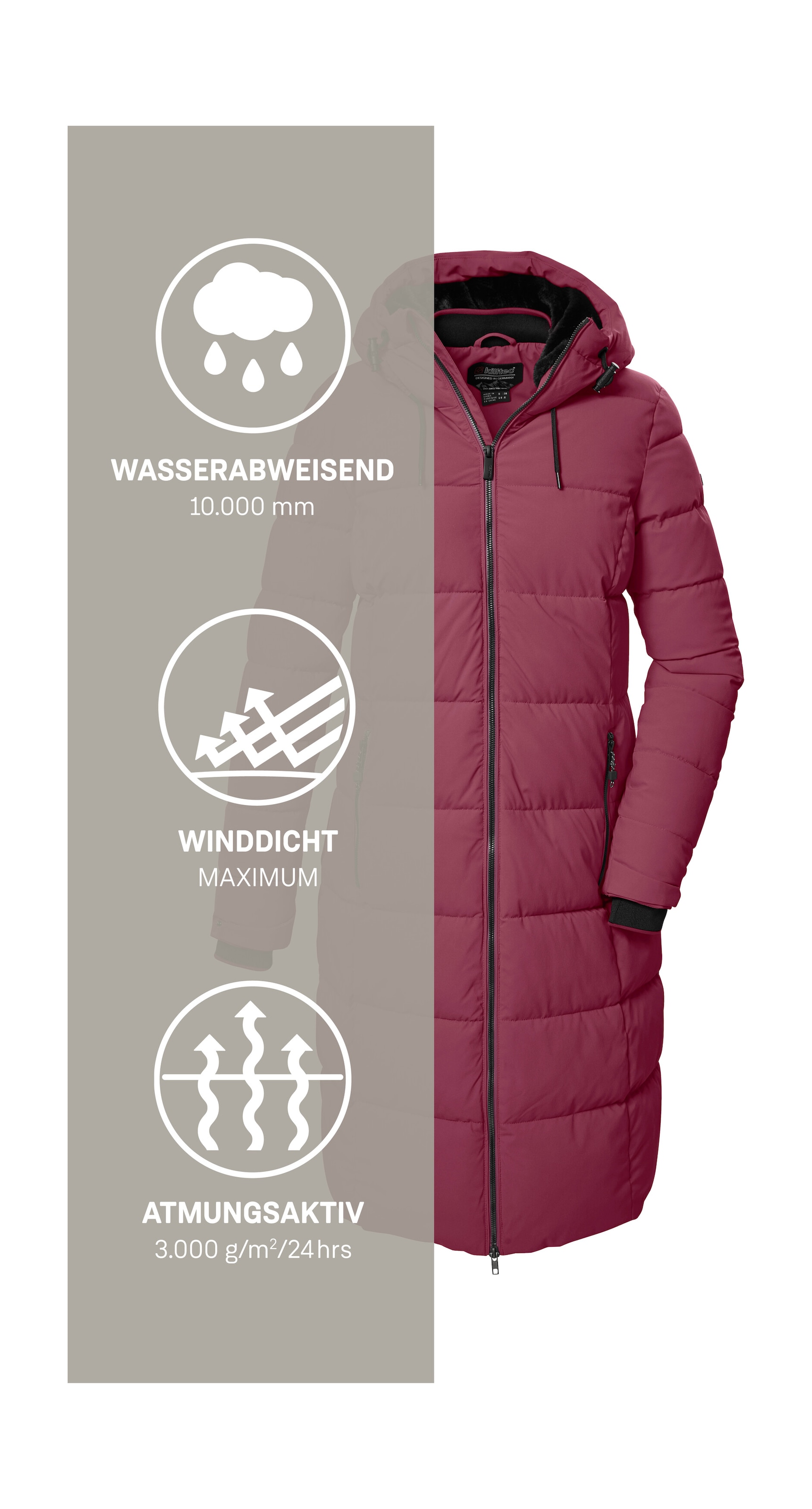 Killtec Steppmantel »KOW 56 WMN QLTD CT« Winddichter, wasserabweisender Wintermantel mit regulierbarer Kapuze