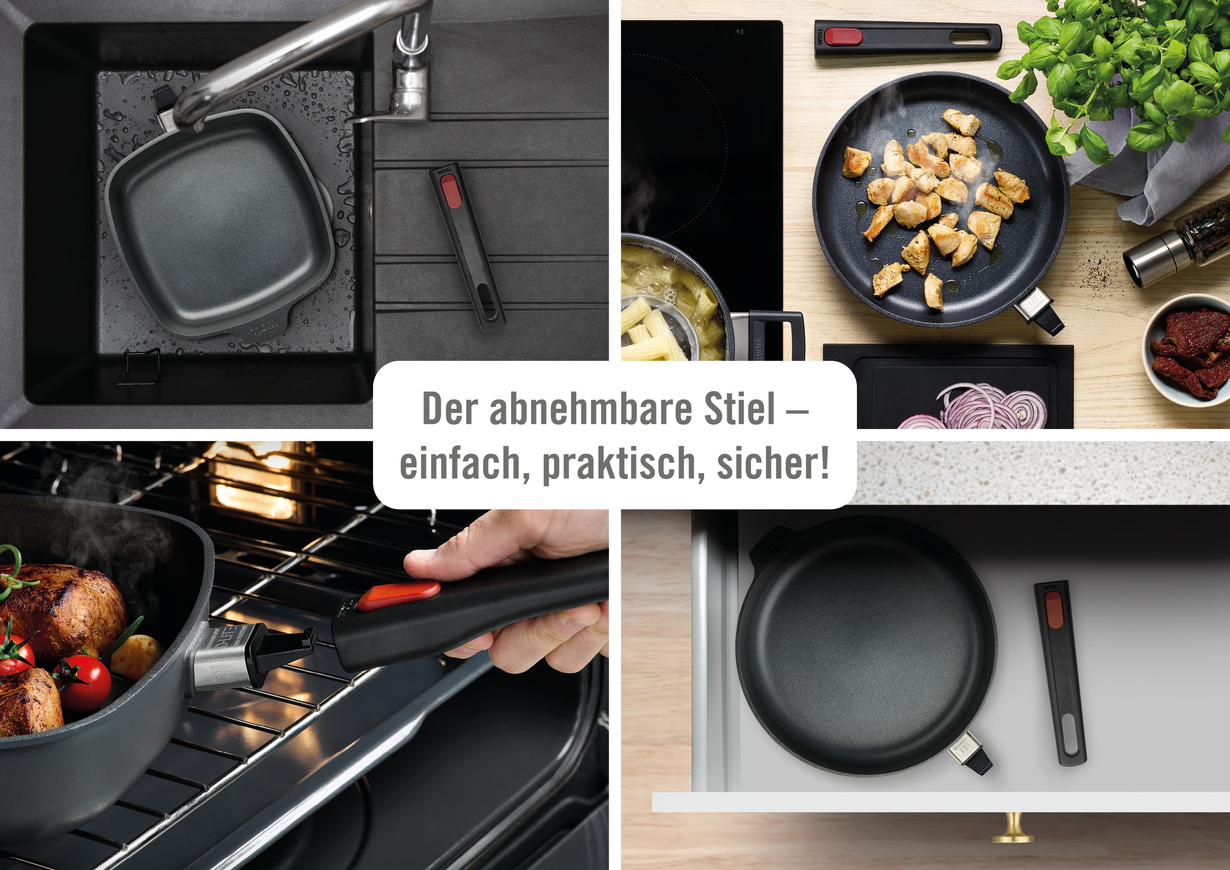 WOLL Crêpepfanne »D-Lite Crêpepfanne, Ø 26 cm, Aluminium, Antihaft, Induktion« Aluminiumguss 1 tlg. Abnehmbarer Stiel,  Ofenfest o. Stiel, Spülmaschinengeeignet