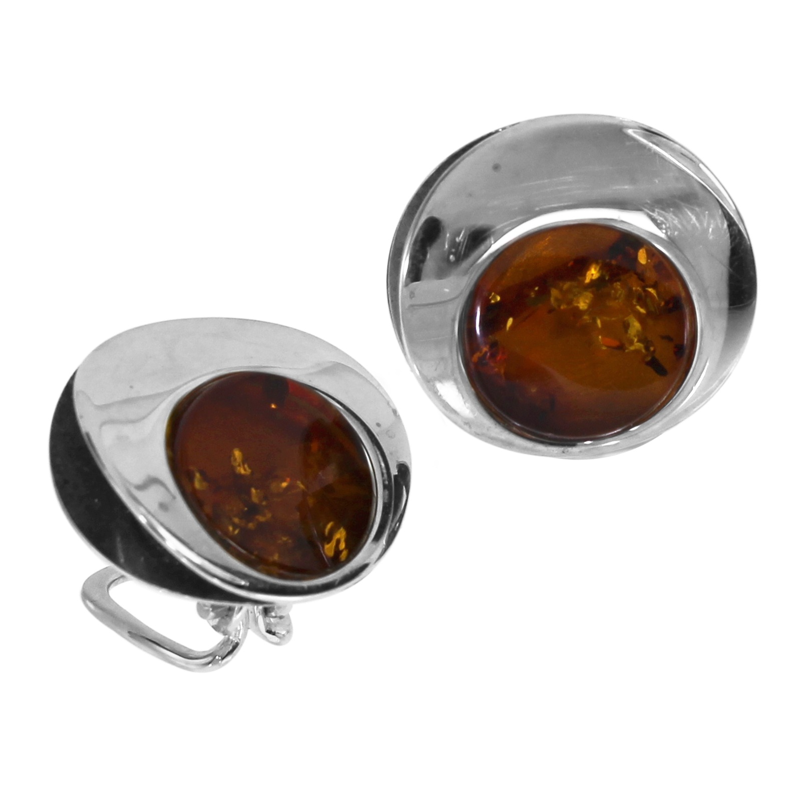 OSTSEE-SCHMUCK Damen Paar Ohrclips "Ostsee-Schmuck Ohrclip Alina Ohrclip Alina", 19 x 18mm, Silber 925 (Sterlingsilber), weiß, Silber 925