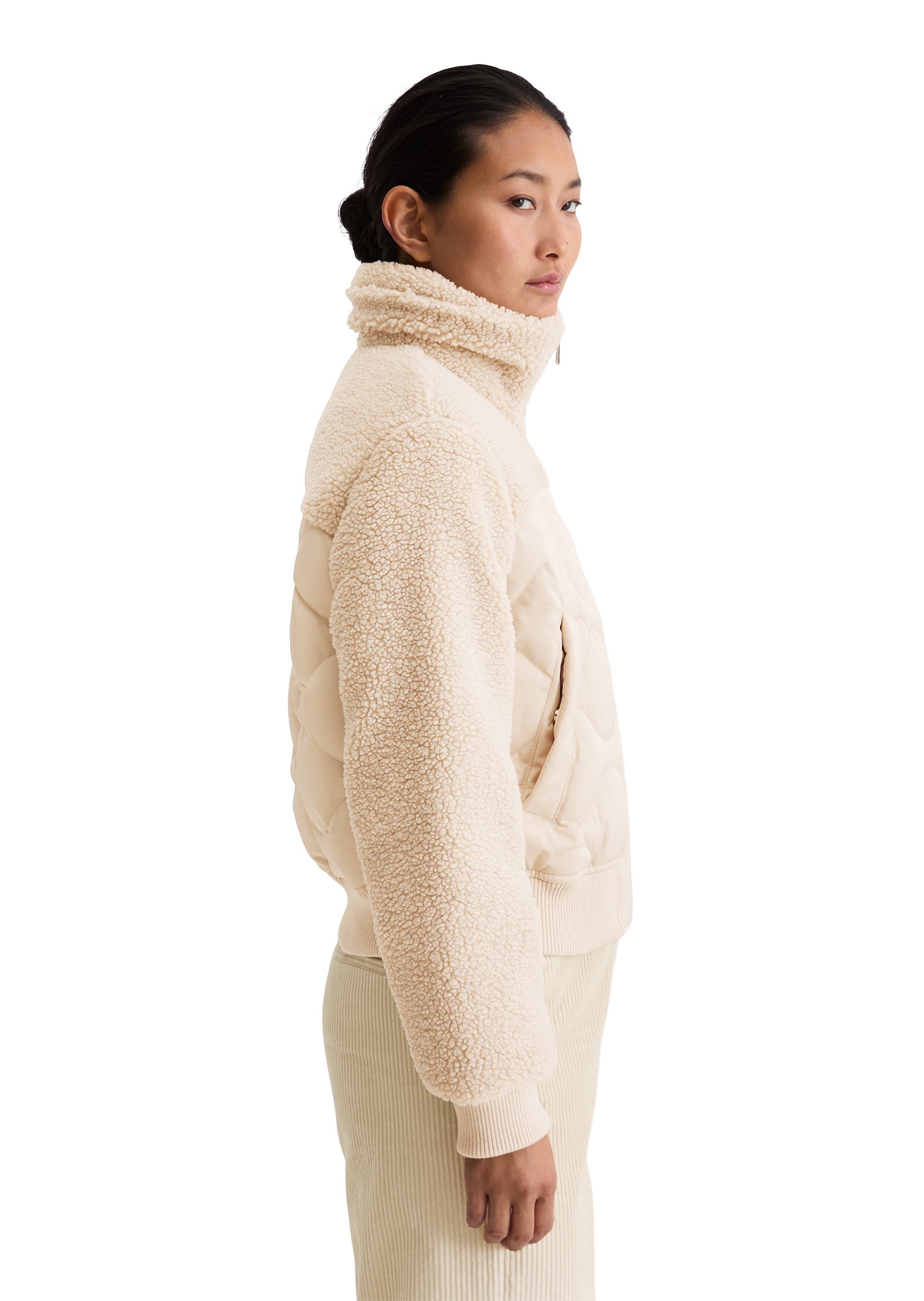 Marc O'Polo Outdoorjacke »mit lässigen Teddyplüsch-Details« ohne Kapuze