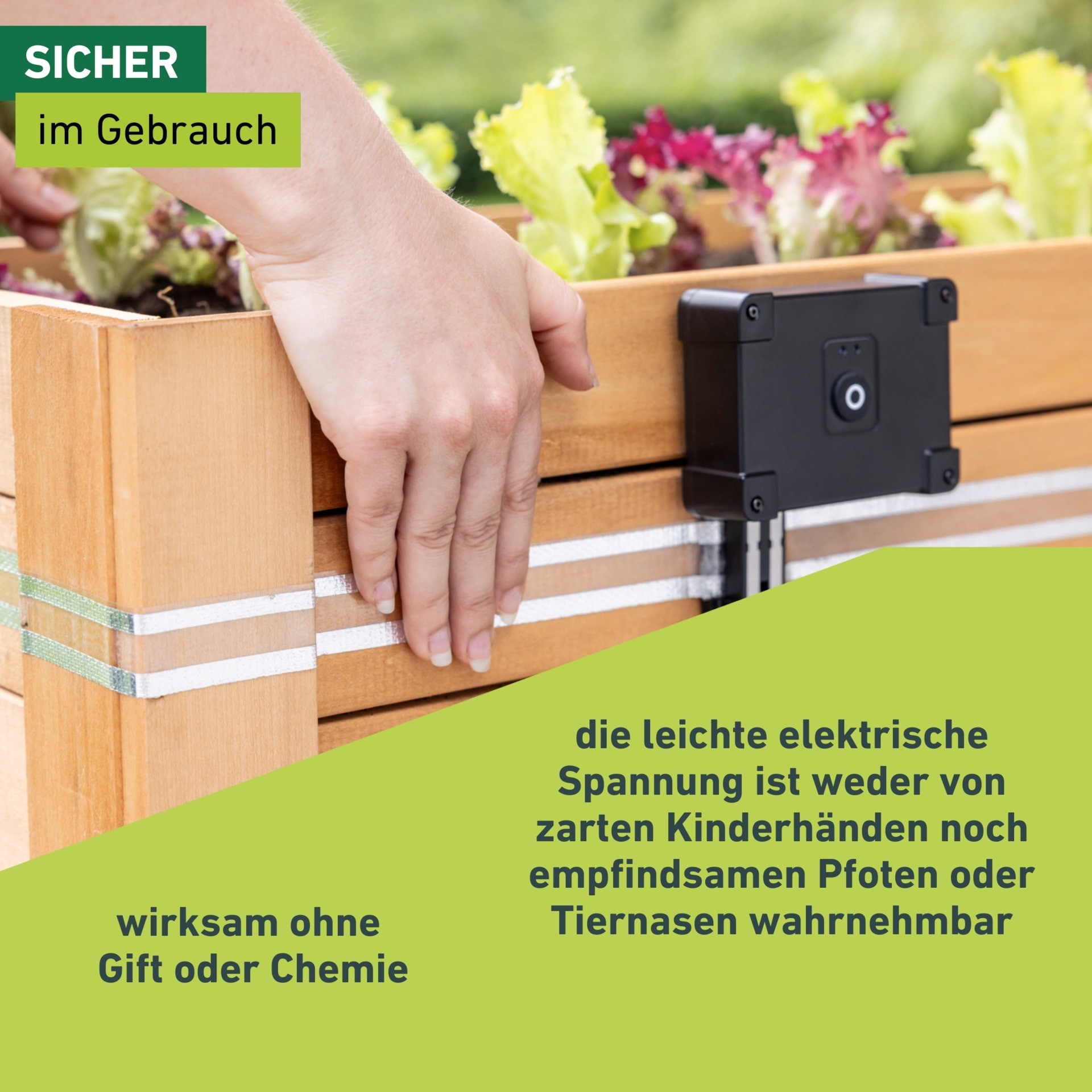 Windhager Elektrischer Schneckenzaun »elektrisch inkl. 10 m Barrierestreifen, Schneckenabwehr e-FENCE« für Hochbeete, Schneckenband selbsklebend