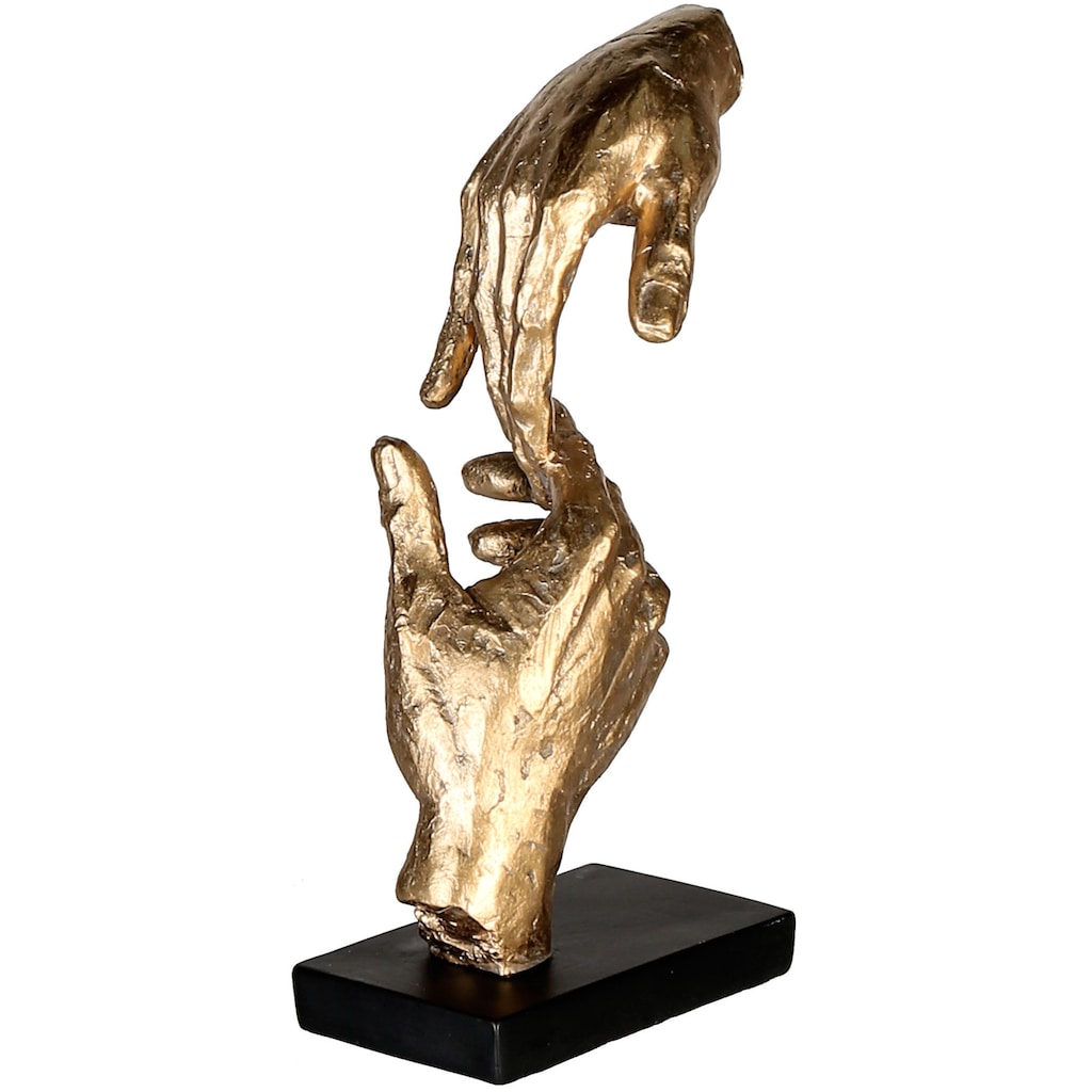 Casablanca by Gilde Dekofigur »Skulptur Two Hands, gold/schwarz«, Dekoobjekt, Höhe 29, Hände, mit Spruchanhänger, Wohnzimmer
