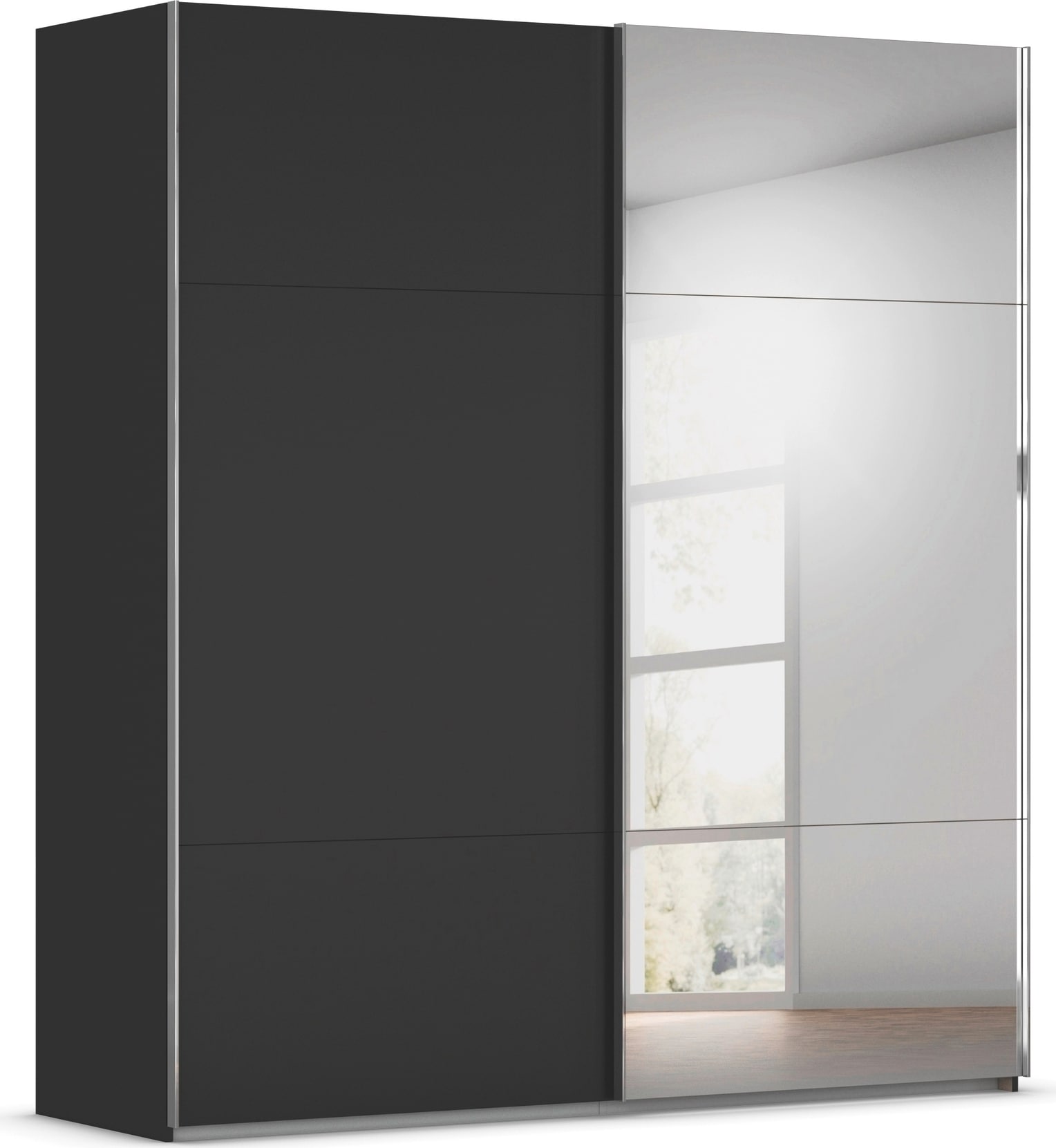 rauch Schwebetürenschrank "Kleiderschrank Schrank Garderobe Schlafzimmerschrank CONTIDO" 3 verschiedene Ausstattungen BASIC/CLASSIC/PREMIUM (inkl. SOFT-CLOSE), aus hochwertigem Material in 6 Breiten 2 Griff-Farben MADE IN GERMANY