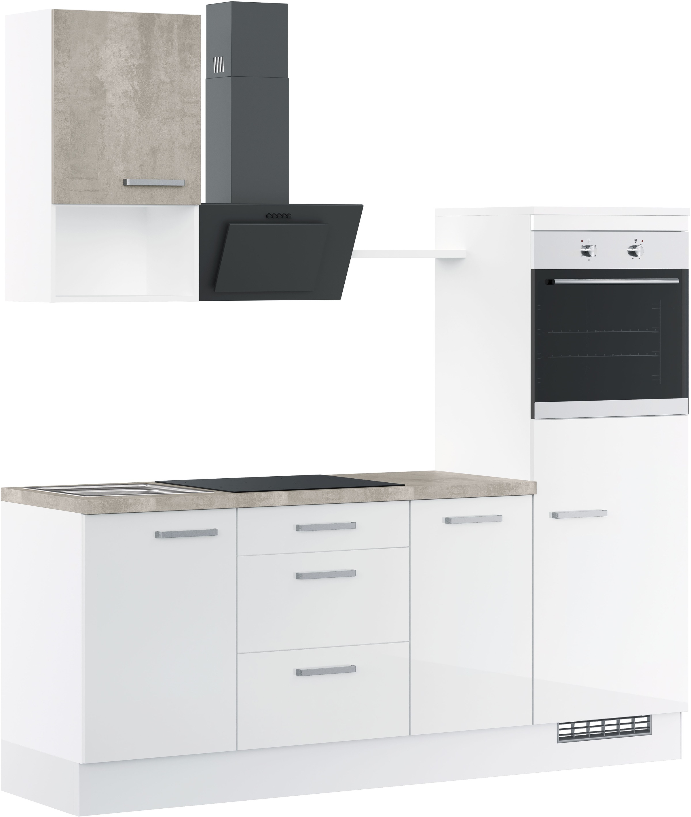 IMPULS KÜCHEN Küchenzeile »"Turin", Ausrichtung wählbar, Schubkästen mit Soft-Close,«, vormontiert, wahlw. mit E-Geräten, Breite 215 cm