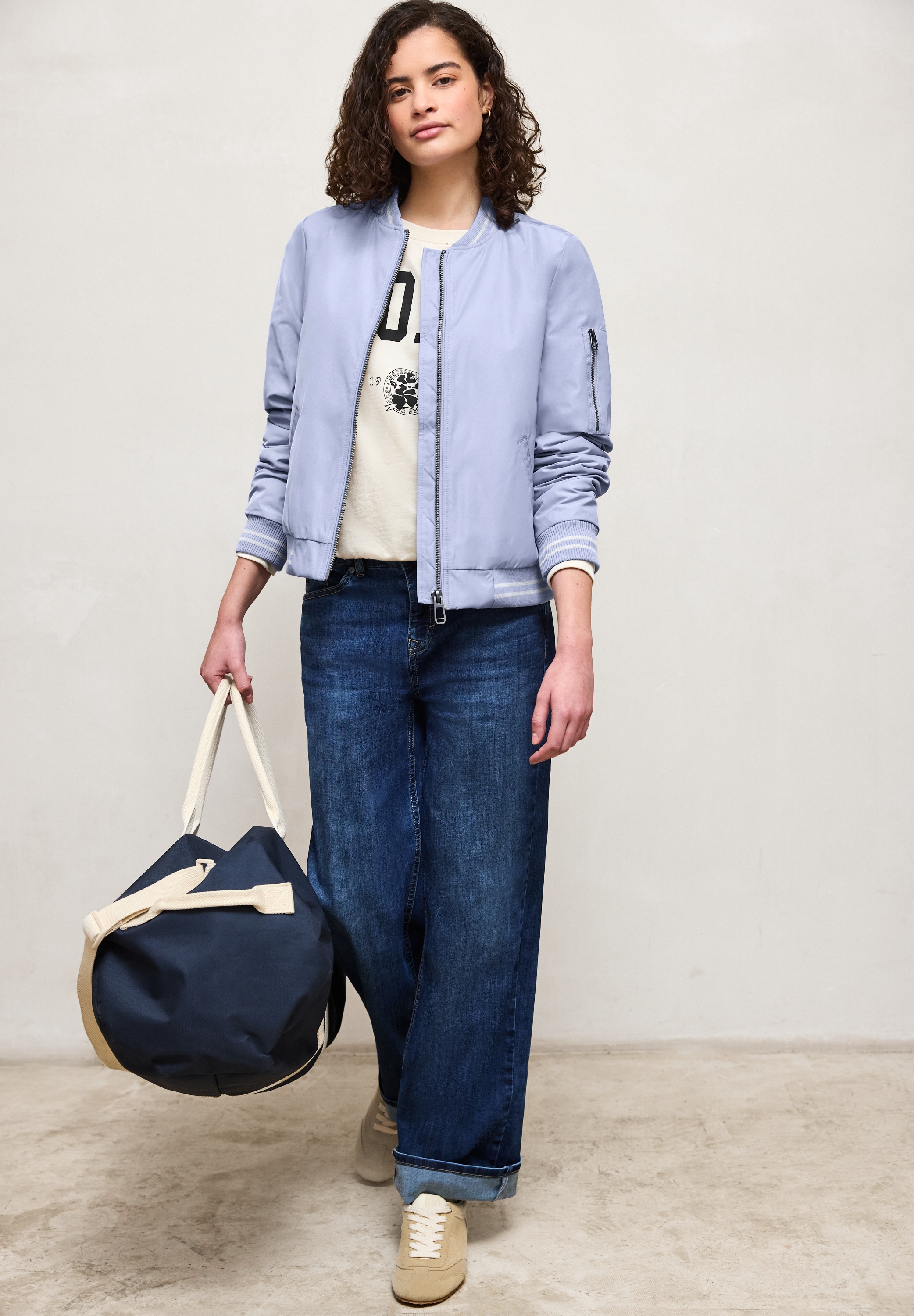 STREET ONE STUDIO Blouson ohne Kapuze Rundhalsausschnitt