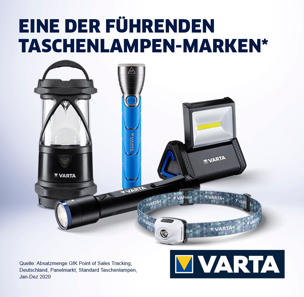 (Set), | Lumen »Night schwarz vier Leuchtstärke, Leuchtmodi, BAUR Premium«, VARTA Taschenlampe F40 Cutter 1000
