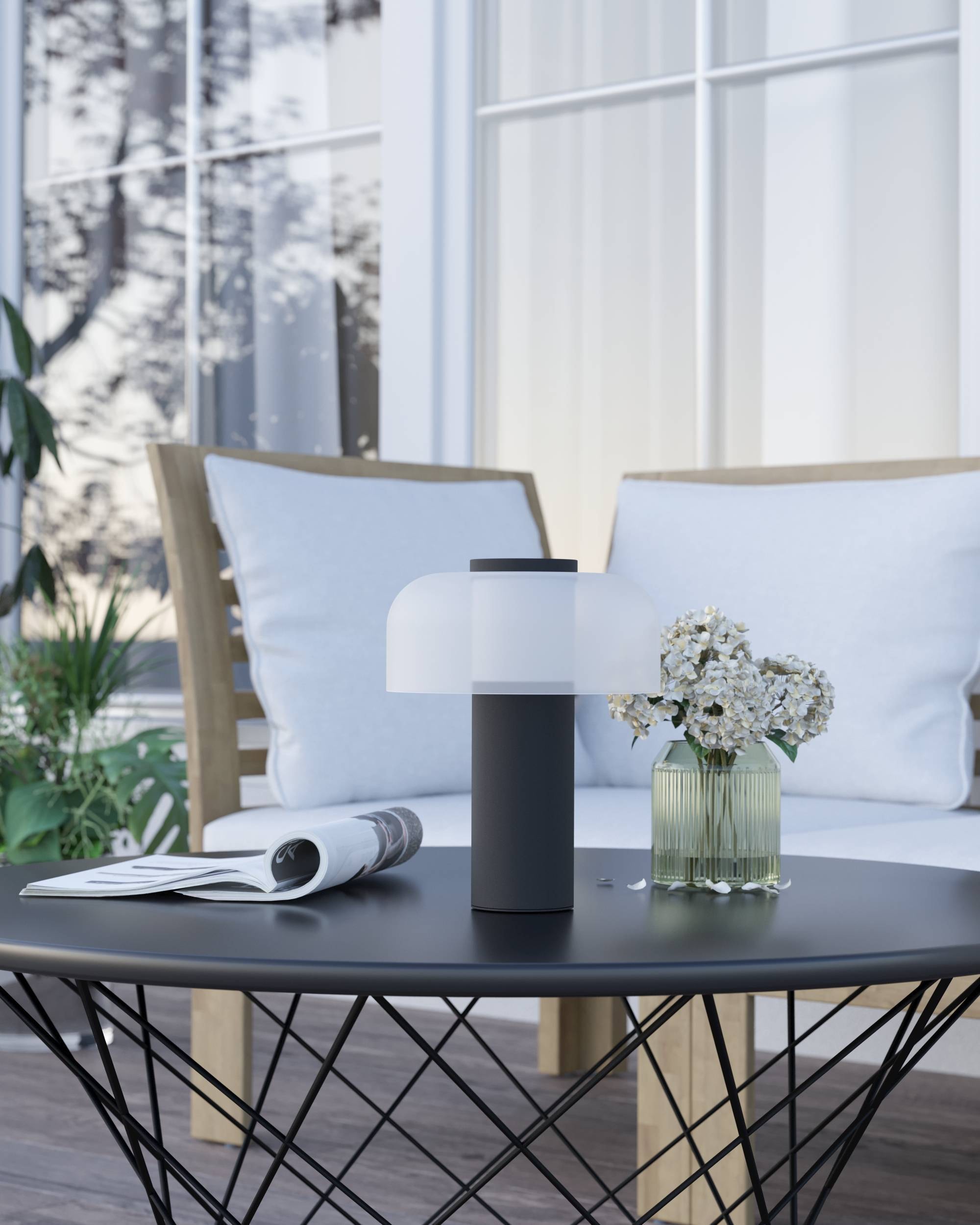 EGLO Tischleuchte »Ponente Tischlampe, Nachtischlampe aus Metall und Glas, Lampe, IP44« LED-Modul 1 Stk. Kaltweiß | Neutralweiß | Warmweiß Tischleuchte - H20 x Ø16 cm - schwarz - 2,25W inkl.