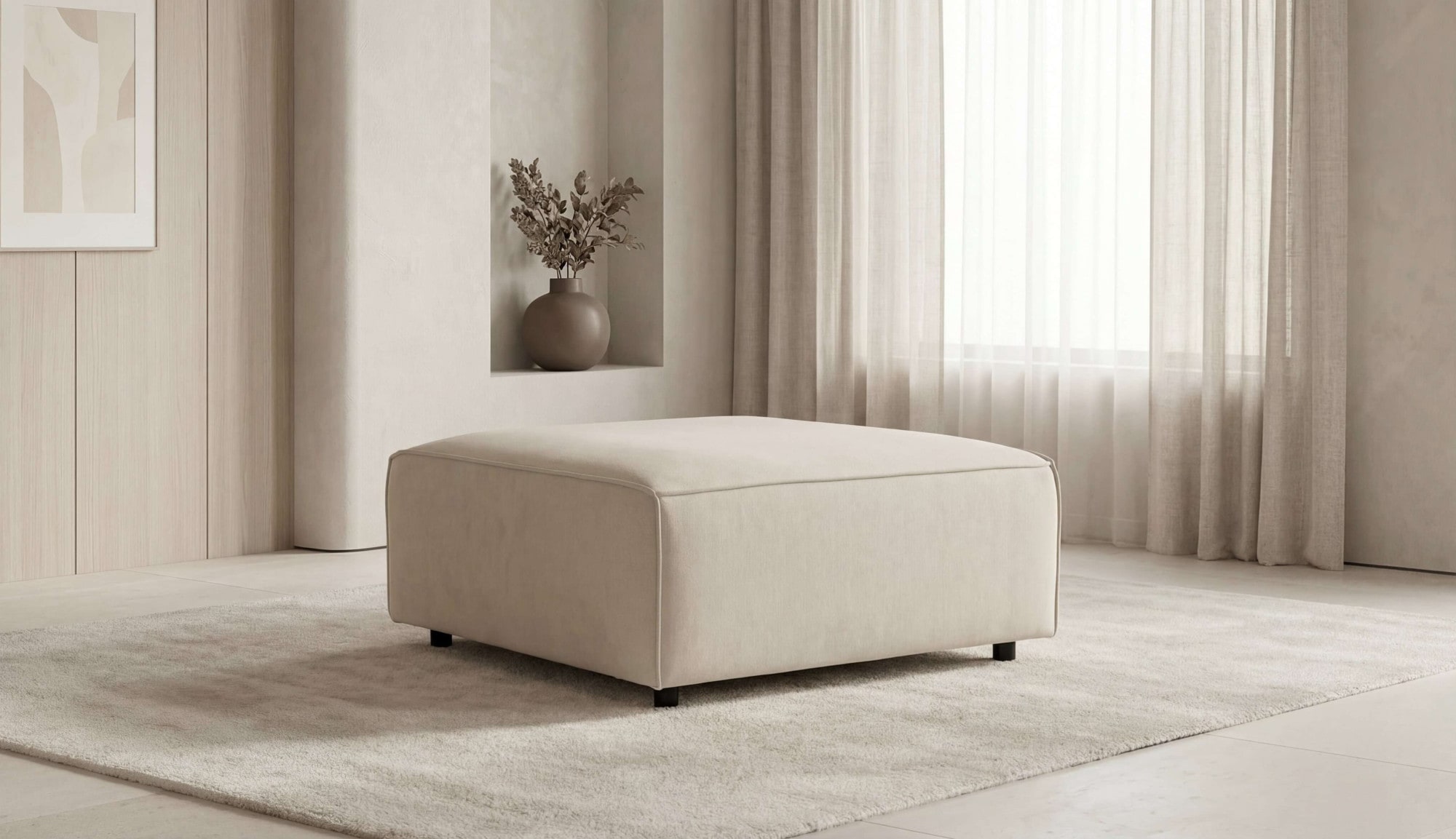 OTTO home Polsterhocker "Jorrena, extra weicher Chenille-Stoff" Praktische Ergänzung, 105x105 cm, mit Wellenunterfederung