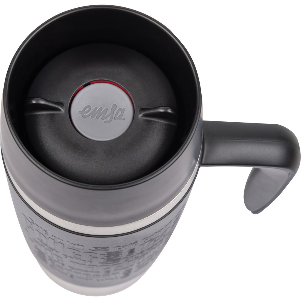 Emsa Thermobecher »Travel Mug Handle«, (1 tlg.), 0,36L, Edelstahl, 360°Trinköffnung, spülmaschinenfest,4h warm/ 8h kalt