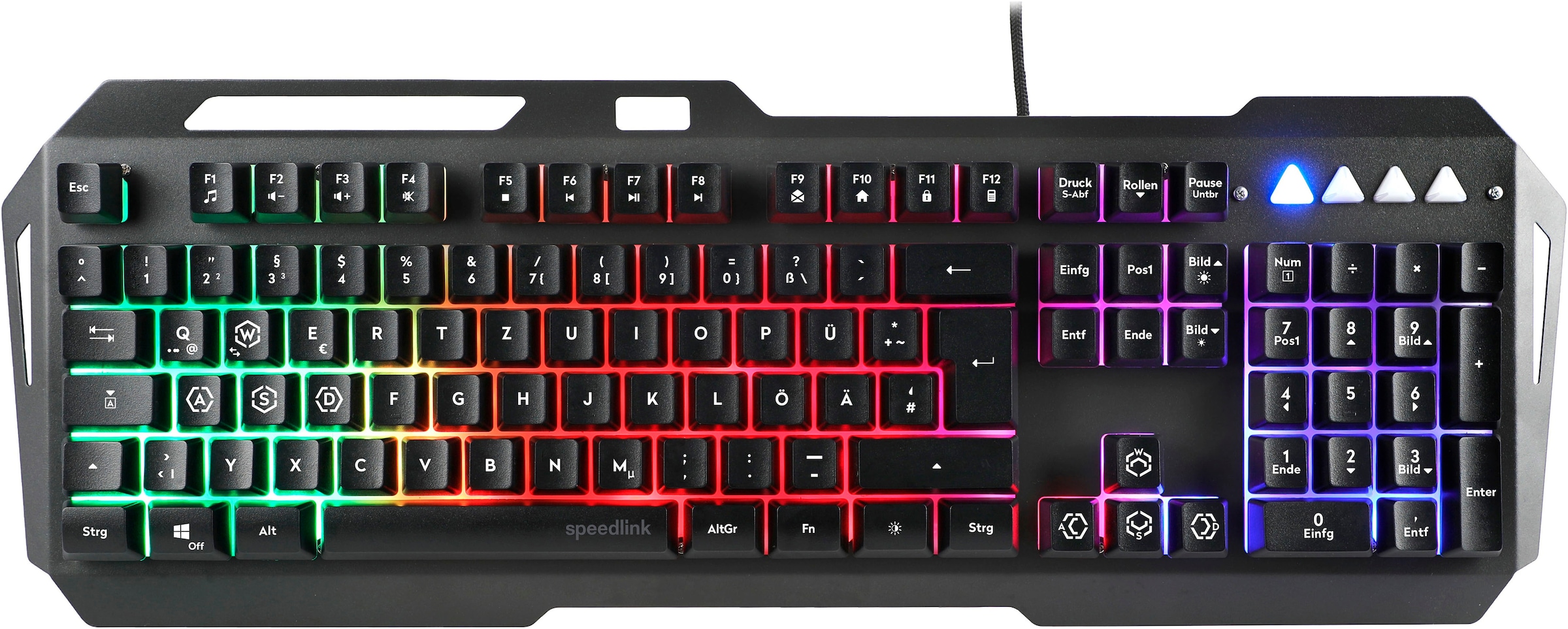 Speedlink Gaming-Tastatur »LUNERA full black 4in1 RGB Gaming Set Tastatur, Headset, Maus, Mauspad«, (Fn-Tasten-Ziffernblock), RGB Beleuchtung, Tastatur mit Metallrahmen, Headset Kabelfernbedienung