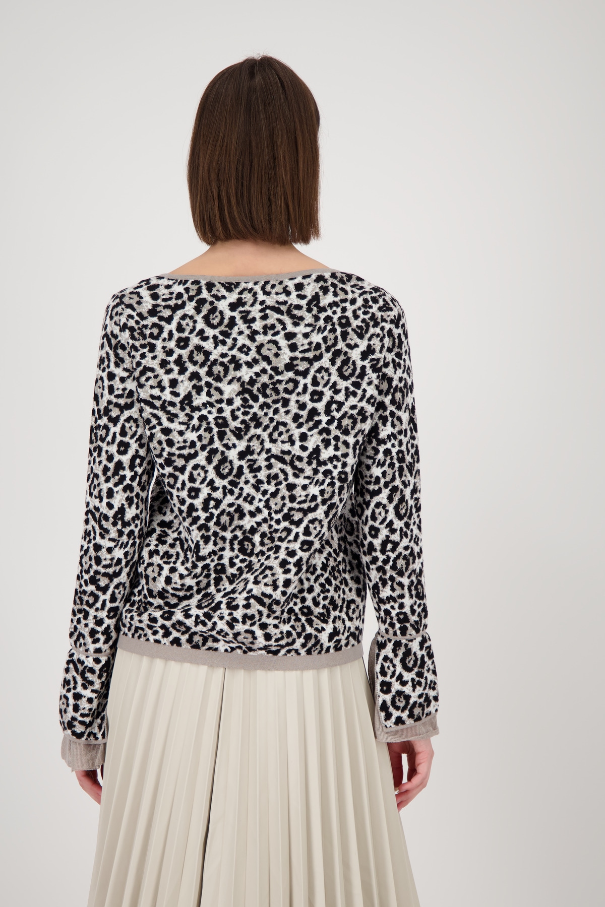 Monari Rundhalspullover »Pullover Leo allover«, Mit Rundhalsausschnitt