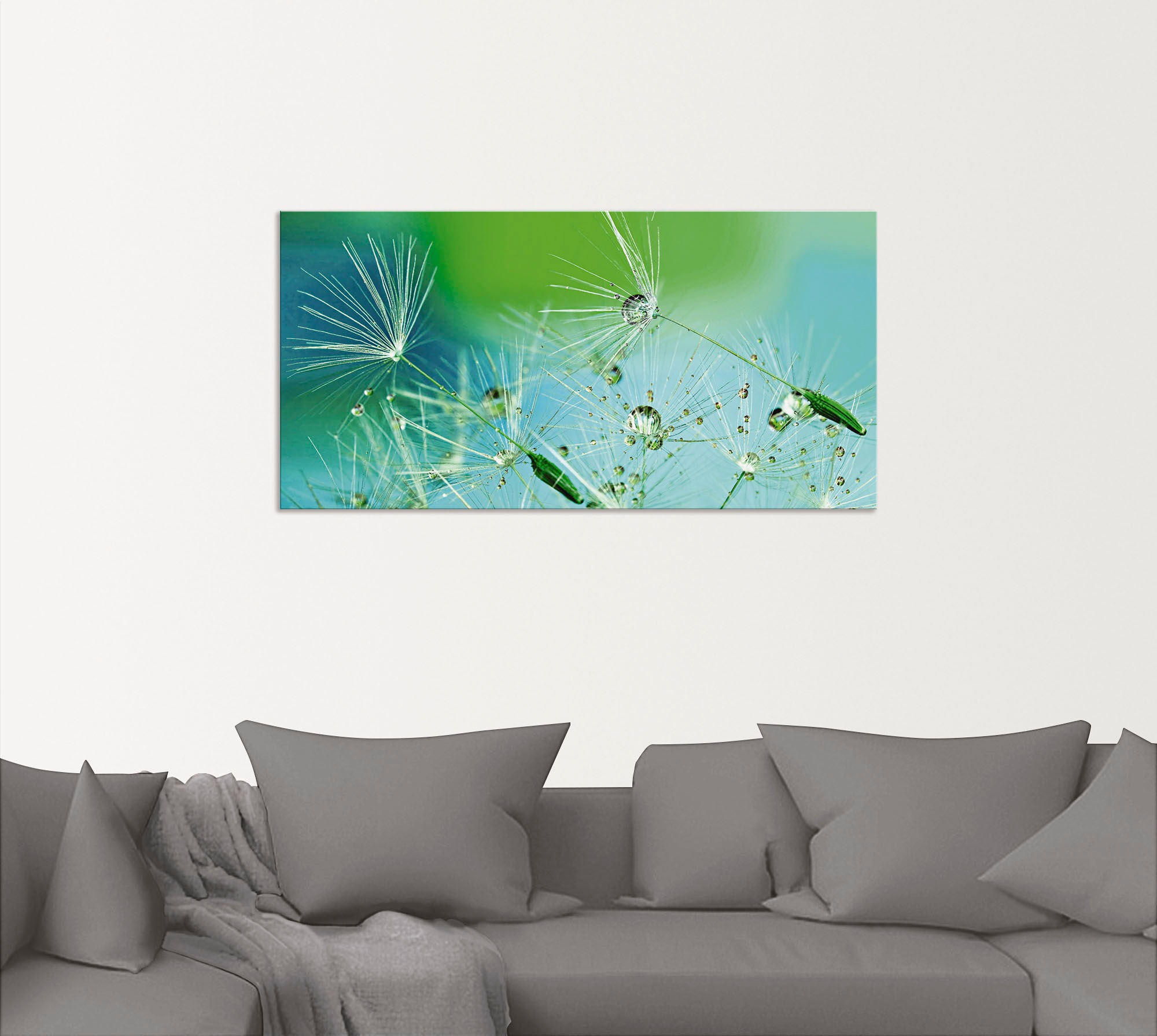 Artland Wandbild »Glitzernde Pustblumen mit Wassertropfen«, Blumen, (1 St.), als Alubild, Outdoorbild, Leinwandbild in verschied. Größen
