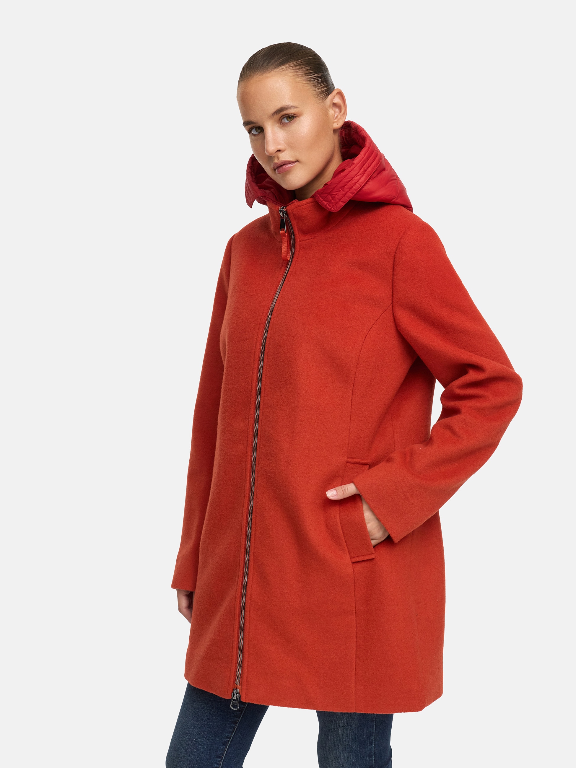 MANISA Wolljacke, mit Kapuze, mit herausnehmbarer Kapuze